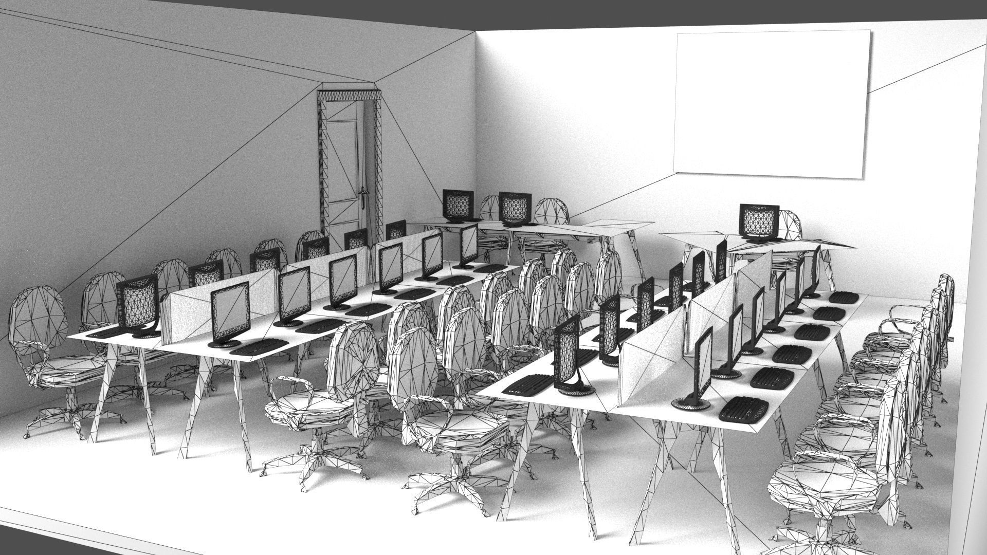 PC Training Classroom 3D model_9