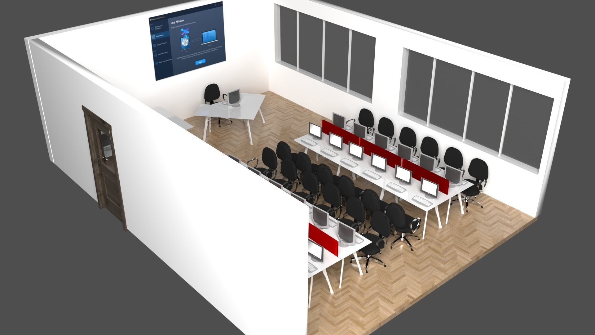 PC Training Classroom 3D model_4