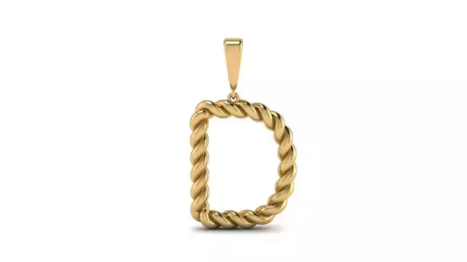 Twisted Cable Letter Pendant 20 mm Letter D