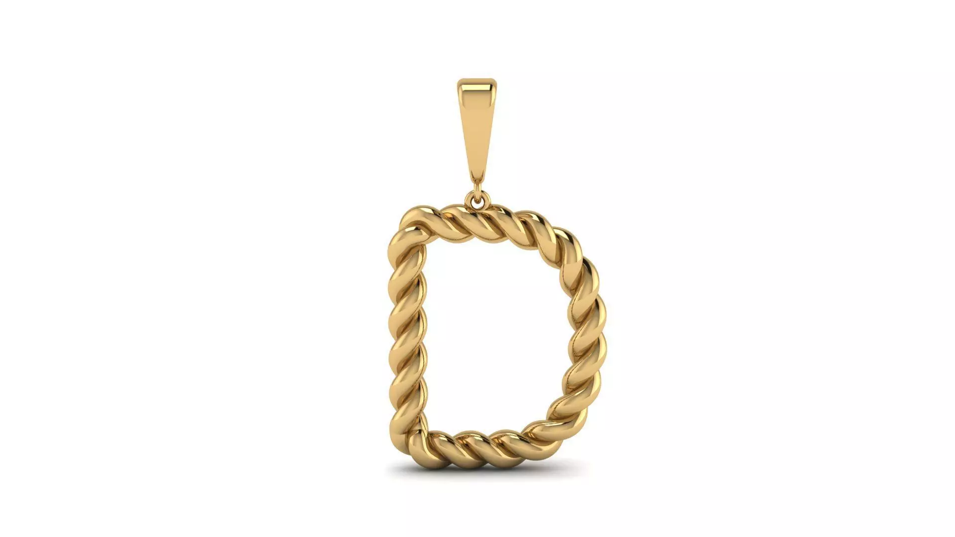 Twisted Cable Letter Pendant 20 mm Letter D 3D print model