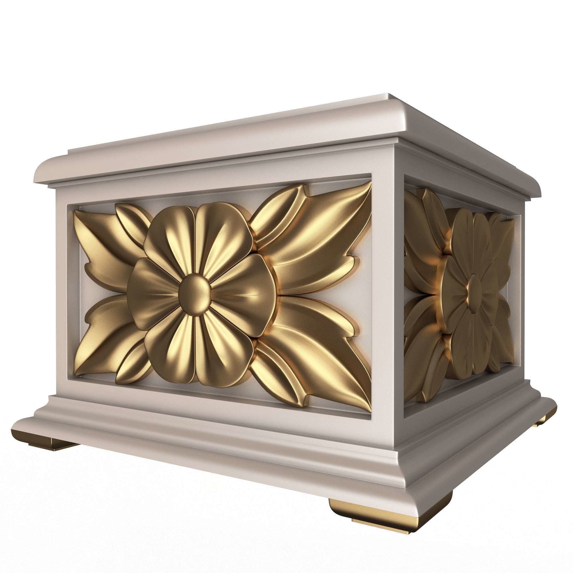 Casket Carved 02 White Low-poly 3D model_1