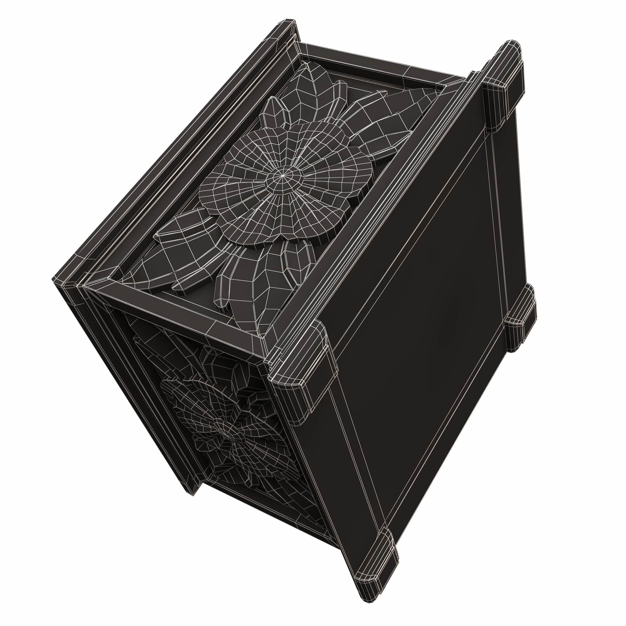 Casket Carved 02 White Low-poly 3D model_8
