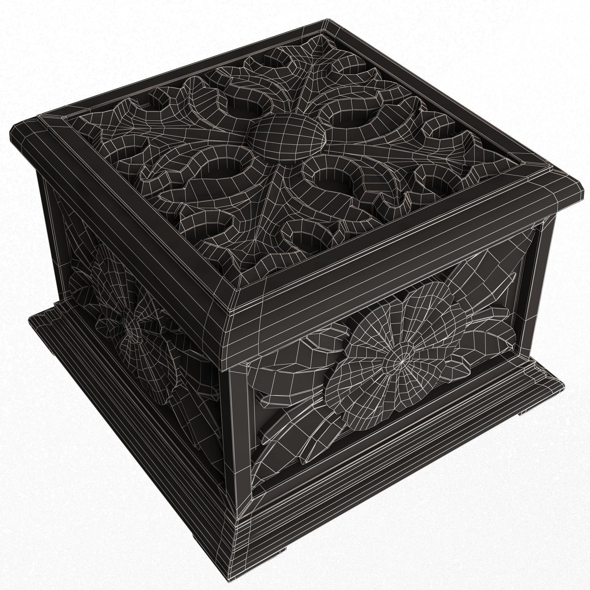 Casket Carved 02 White Low-poly 3D model_10