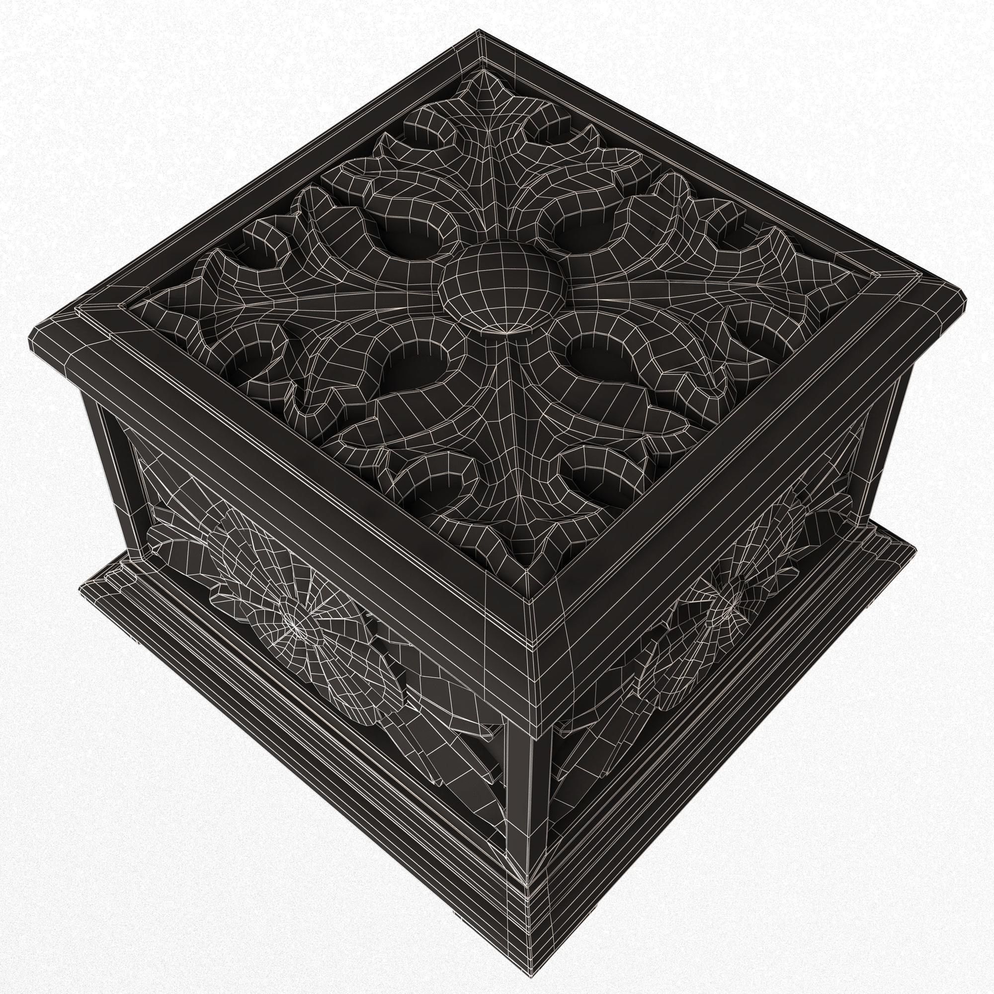 Casket Carved 02 White Low-poly 3D model_7