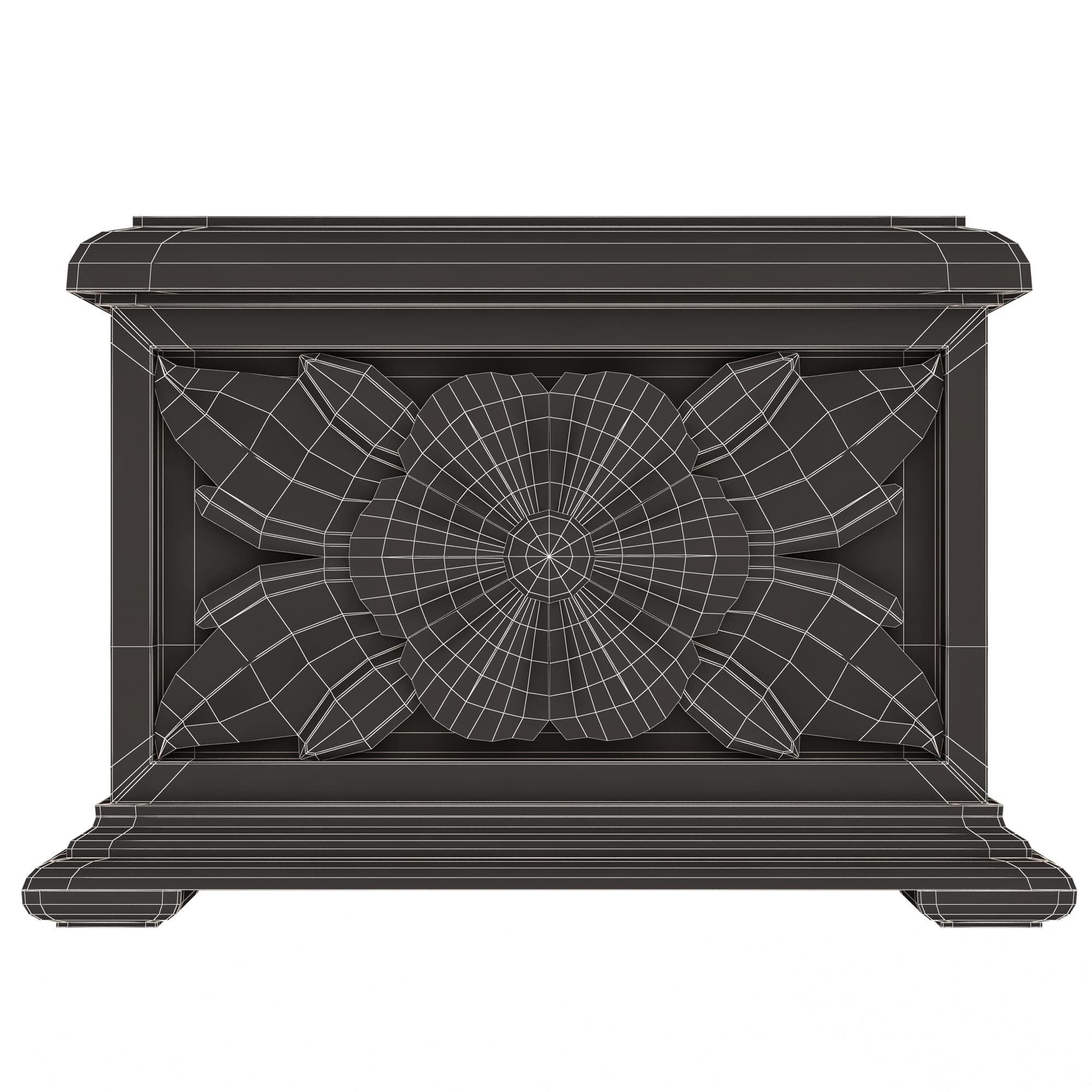 Casket Carved 02 White Low-poly 3D model_9