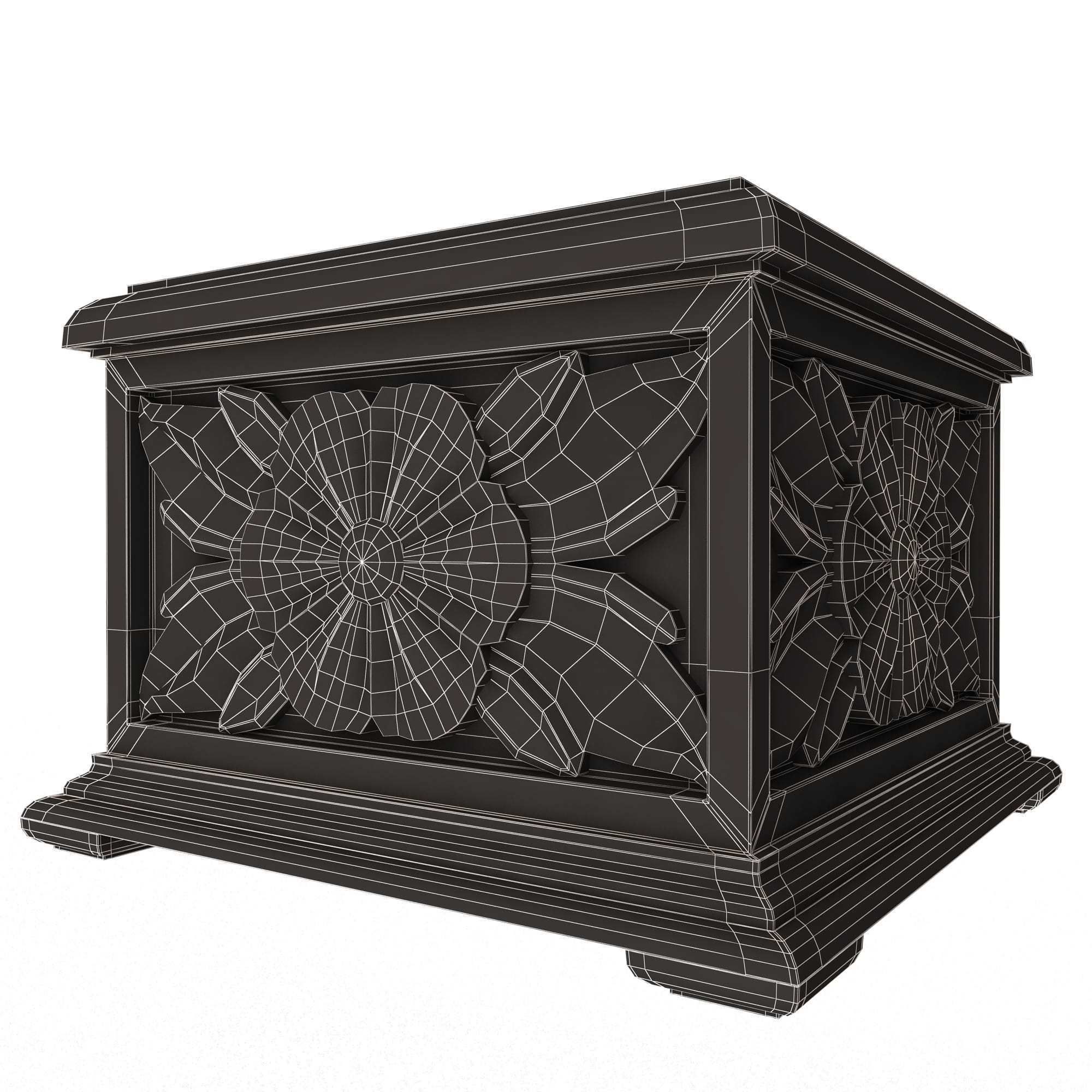 Casket Carved 02 White Low-poly 3D model_11