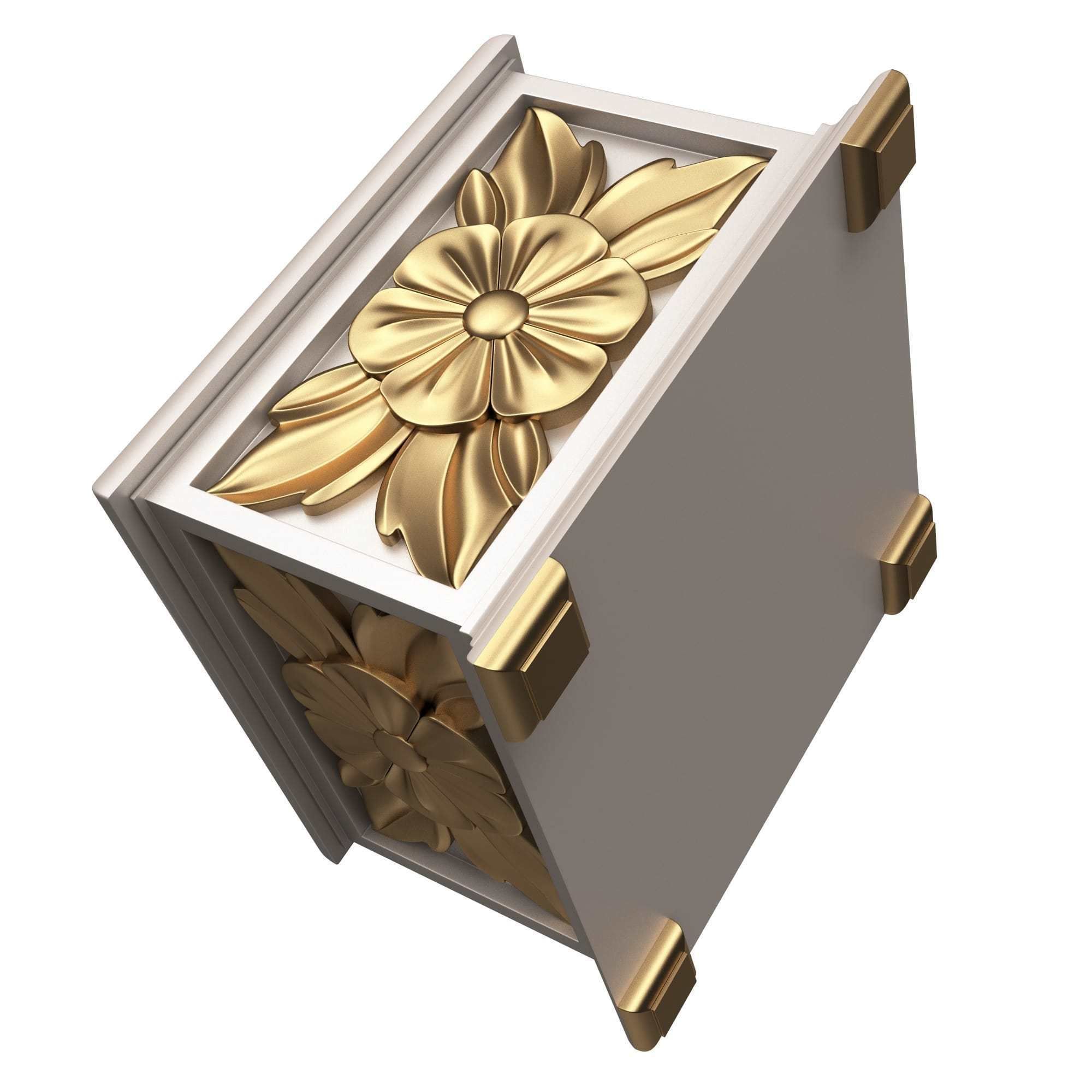 Casket Carved 02 White Low-poly 3D model_4