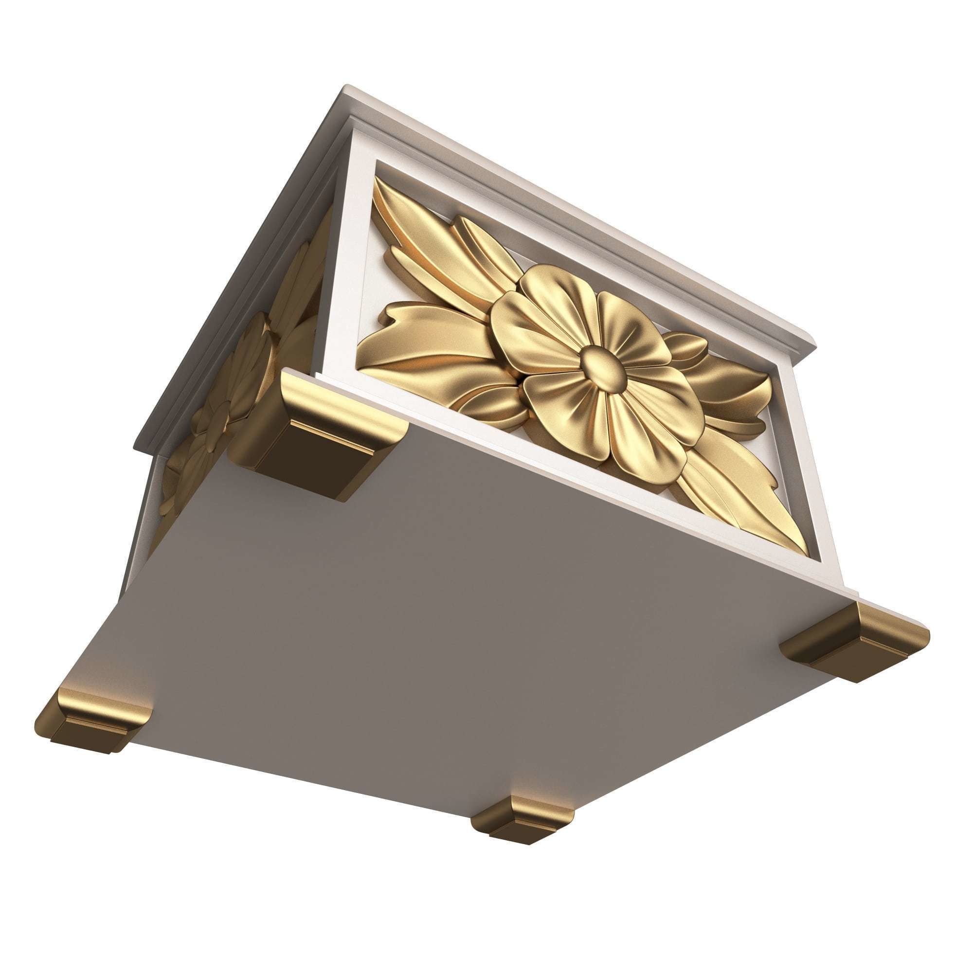 Casket Carved 02 White Low-poly 3D model_2