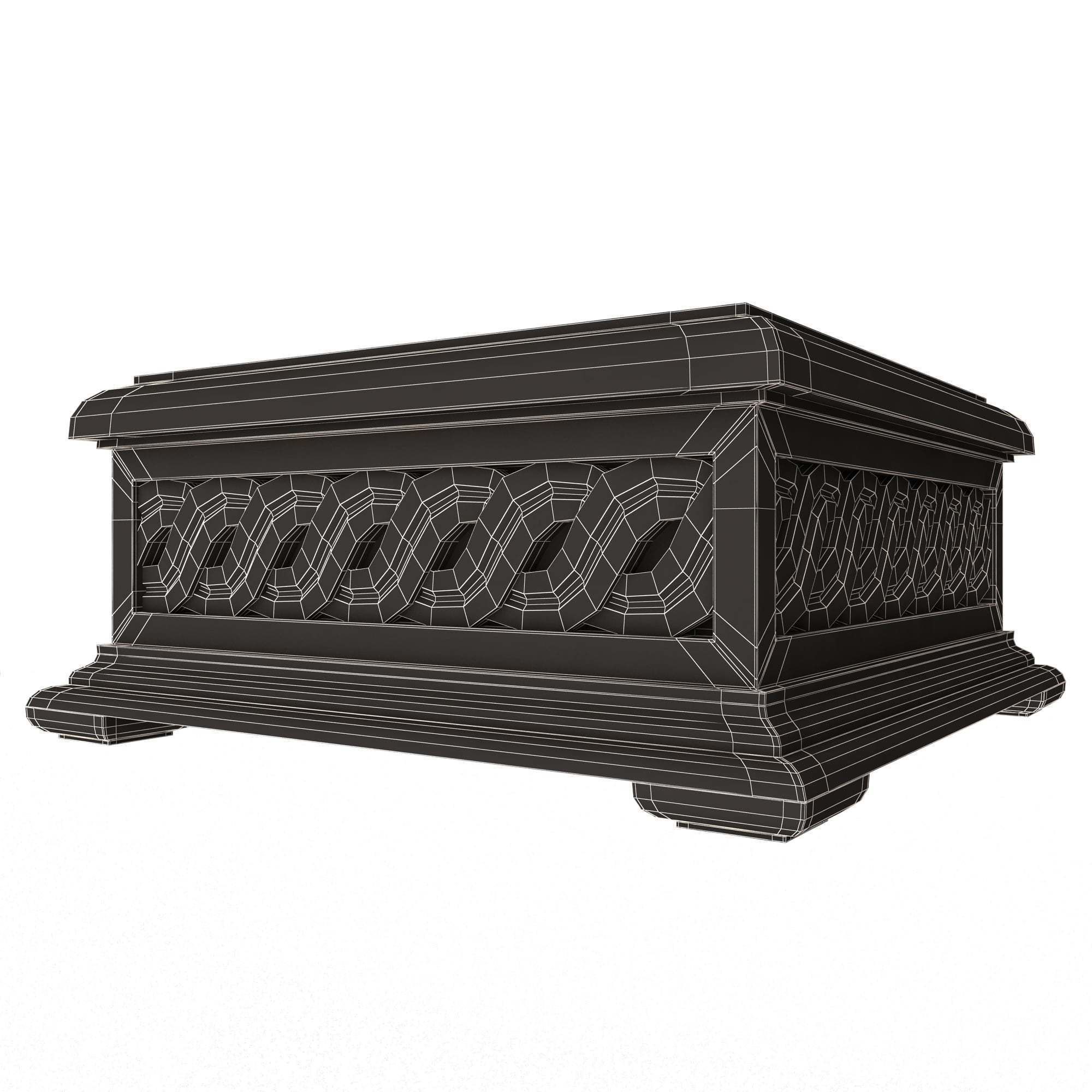 Casket Carved 03 White Low-poly 3D model_8