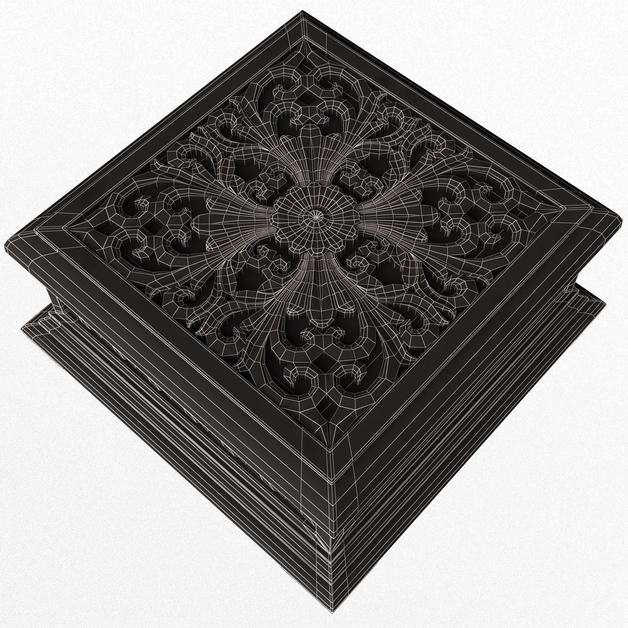 Casket Carved 03 White Low-poly 3D model_10