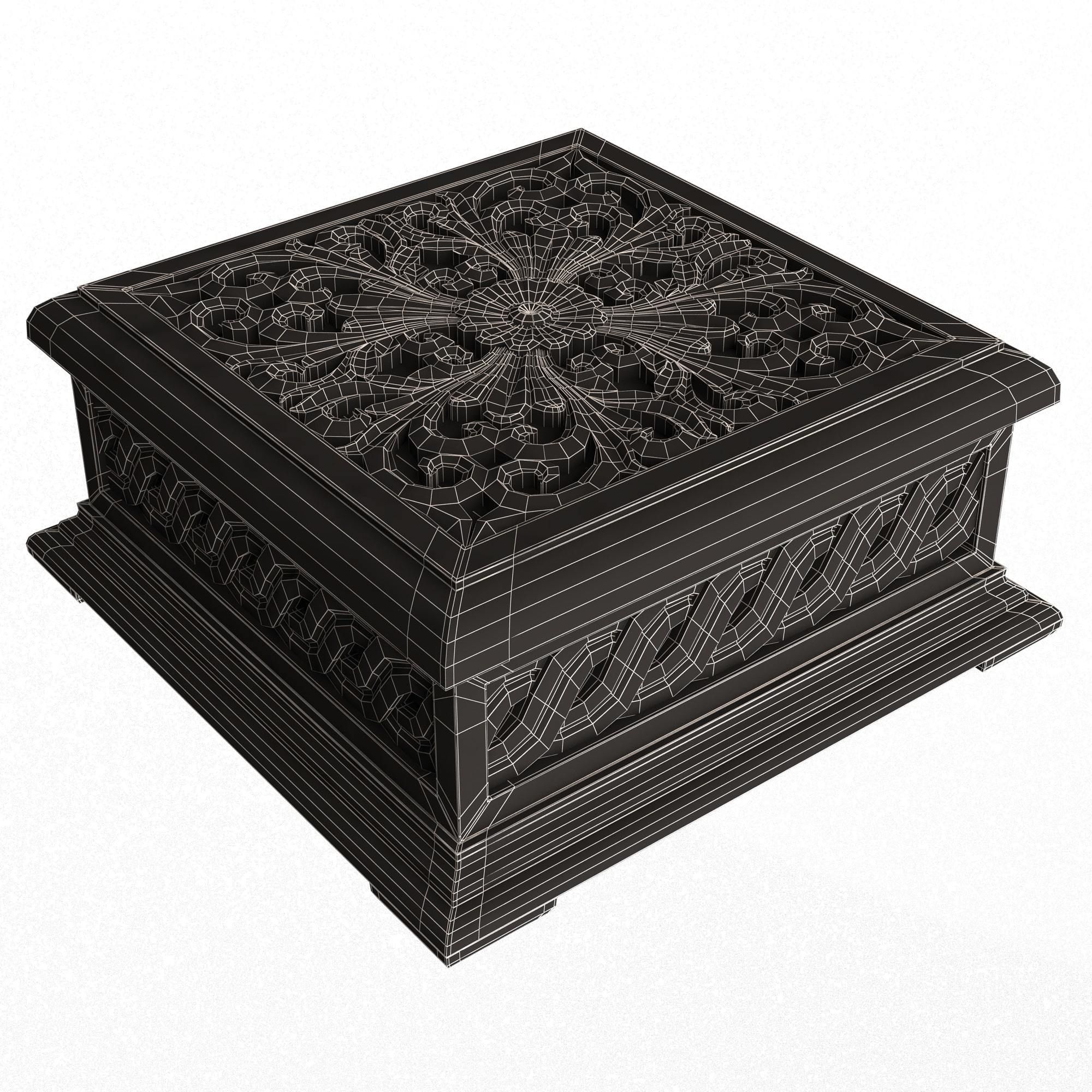 Casket Carved 03 White Low-poly 3D model_7