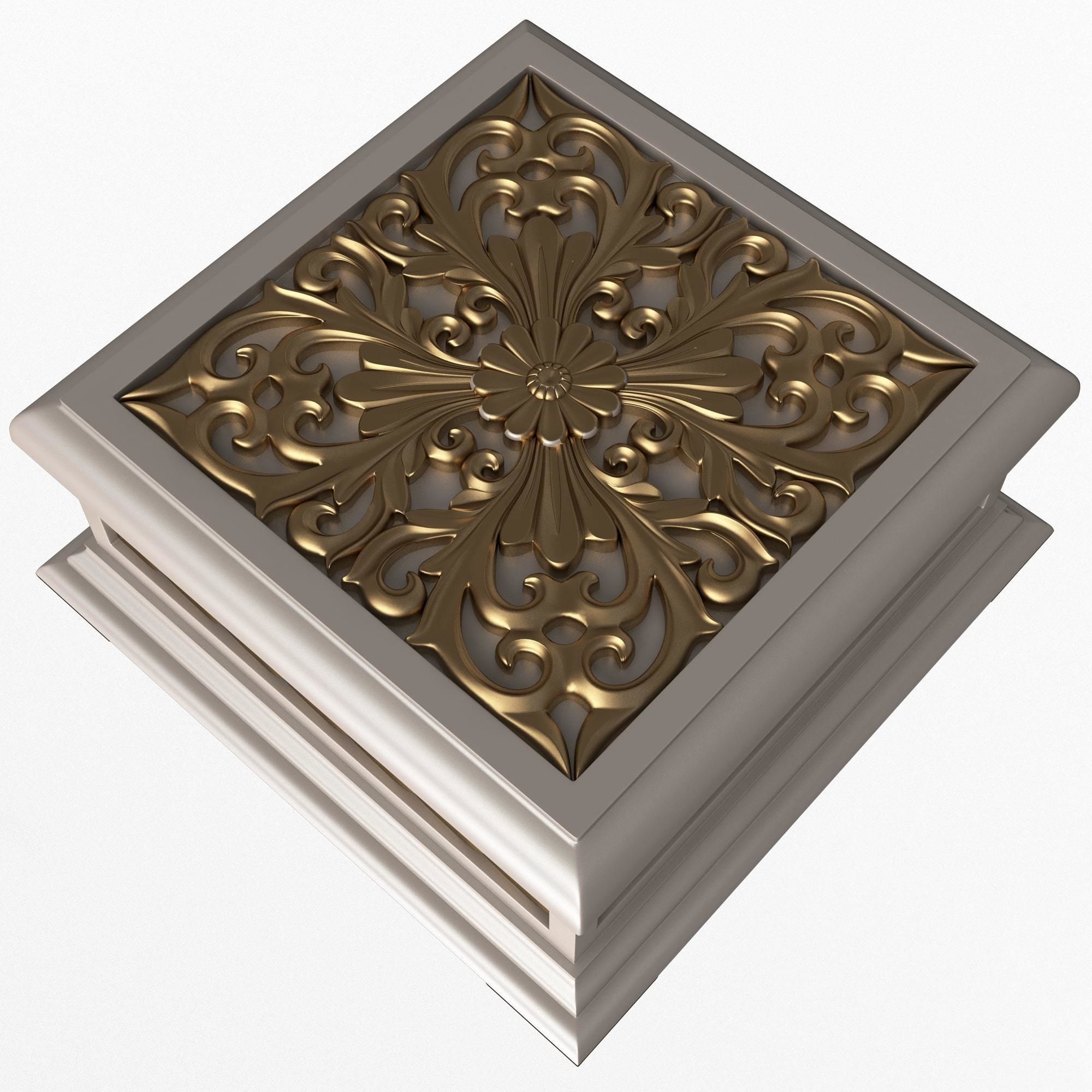 Casket Carved 03 White Low-poly 3D model_3