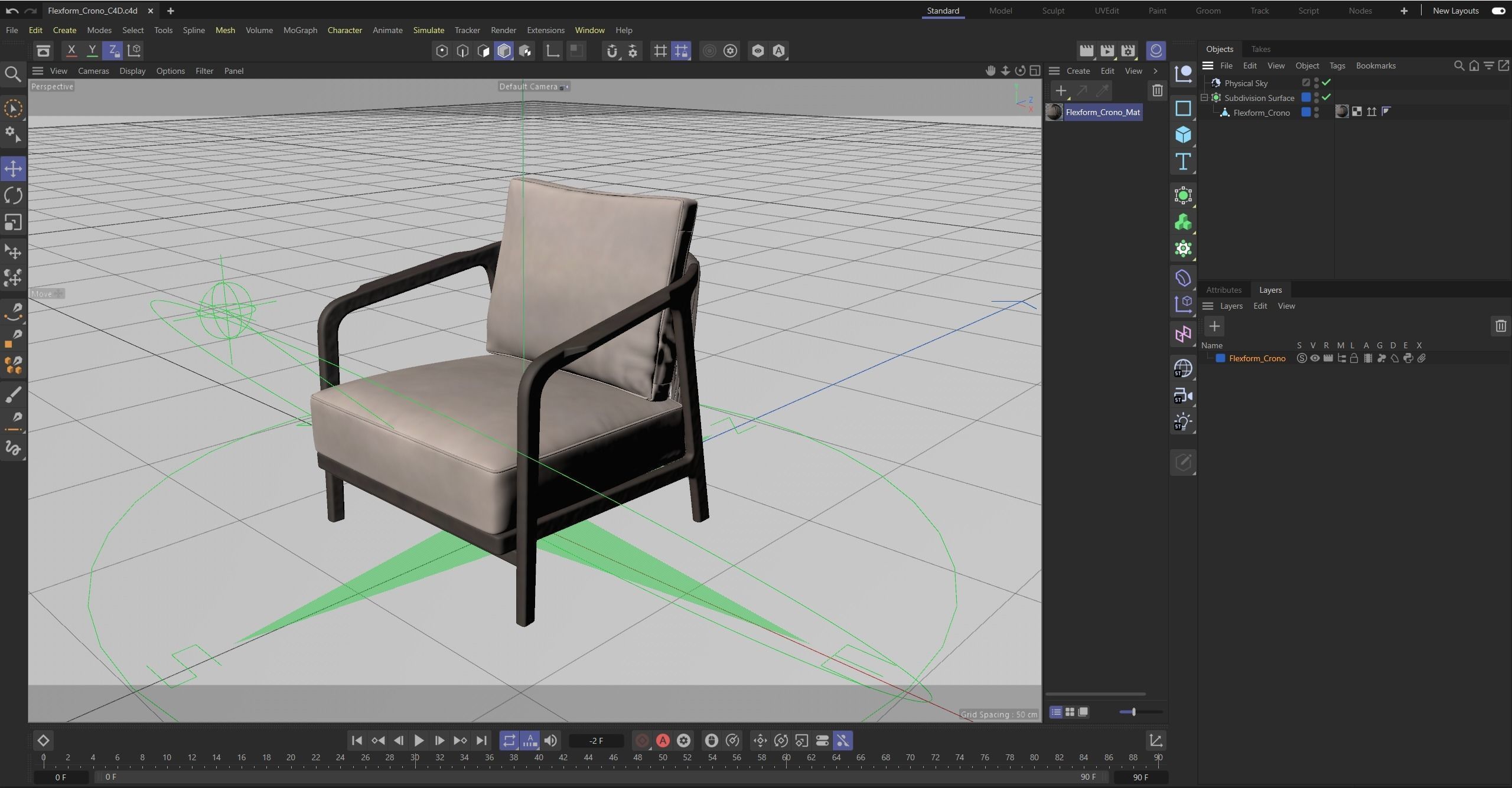Flexform Crono Low-poly 3D model_29