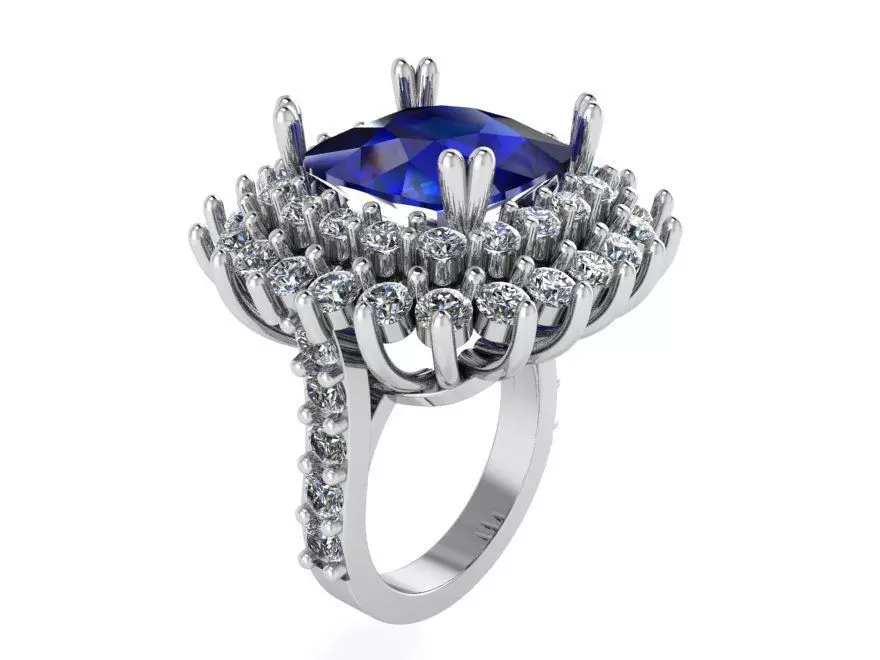 Cushion Cut Ring 4003 3D print model