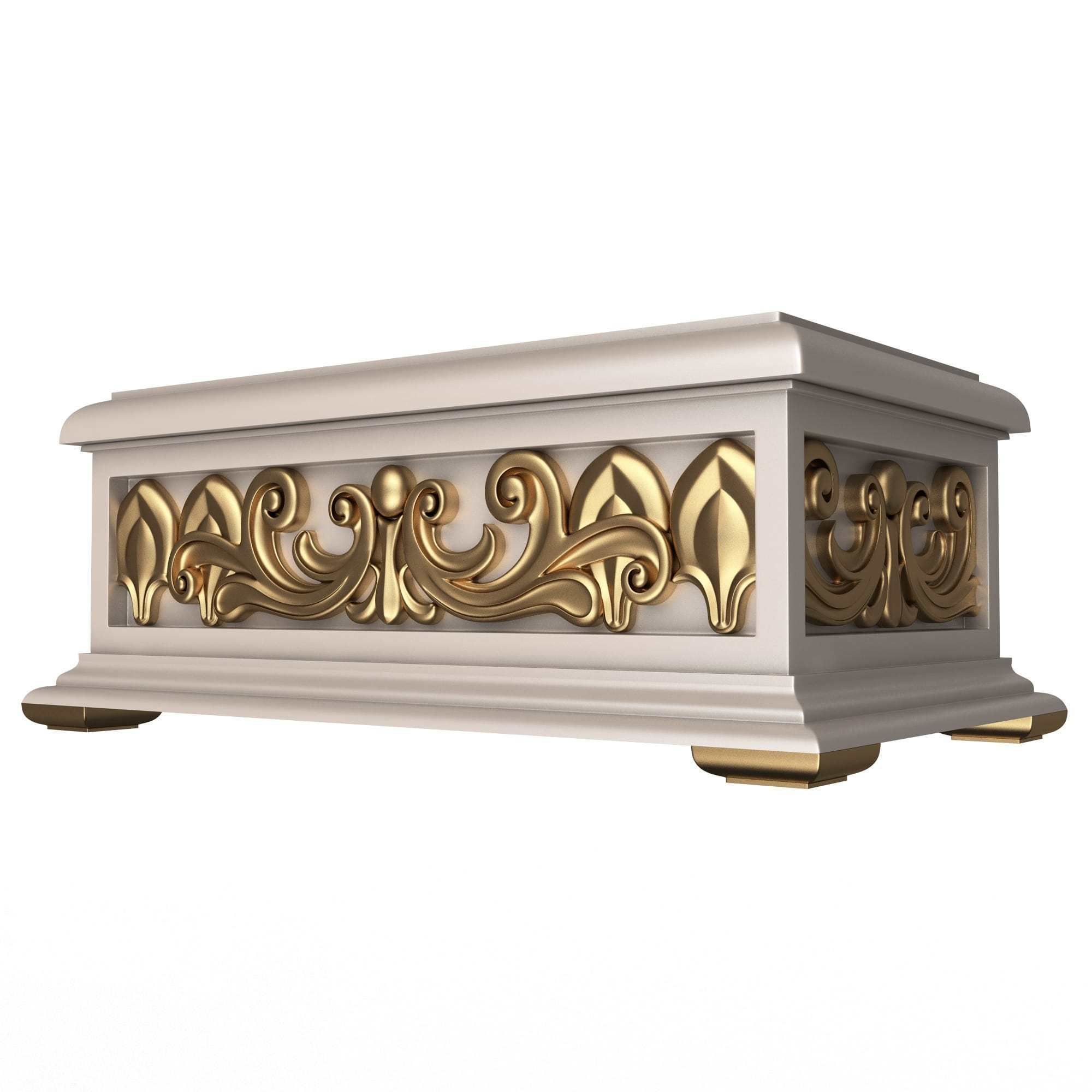 Casket Carved 04 White Low-poly 3D model_1