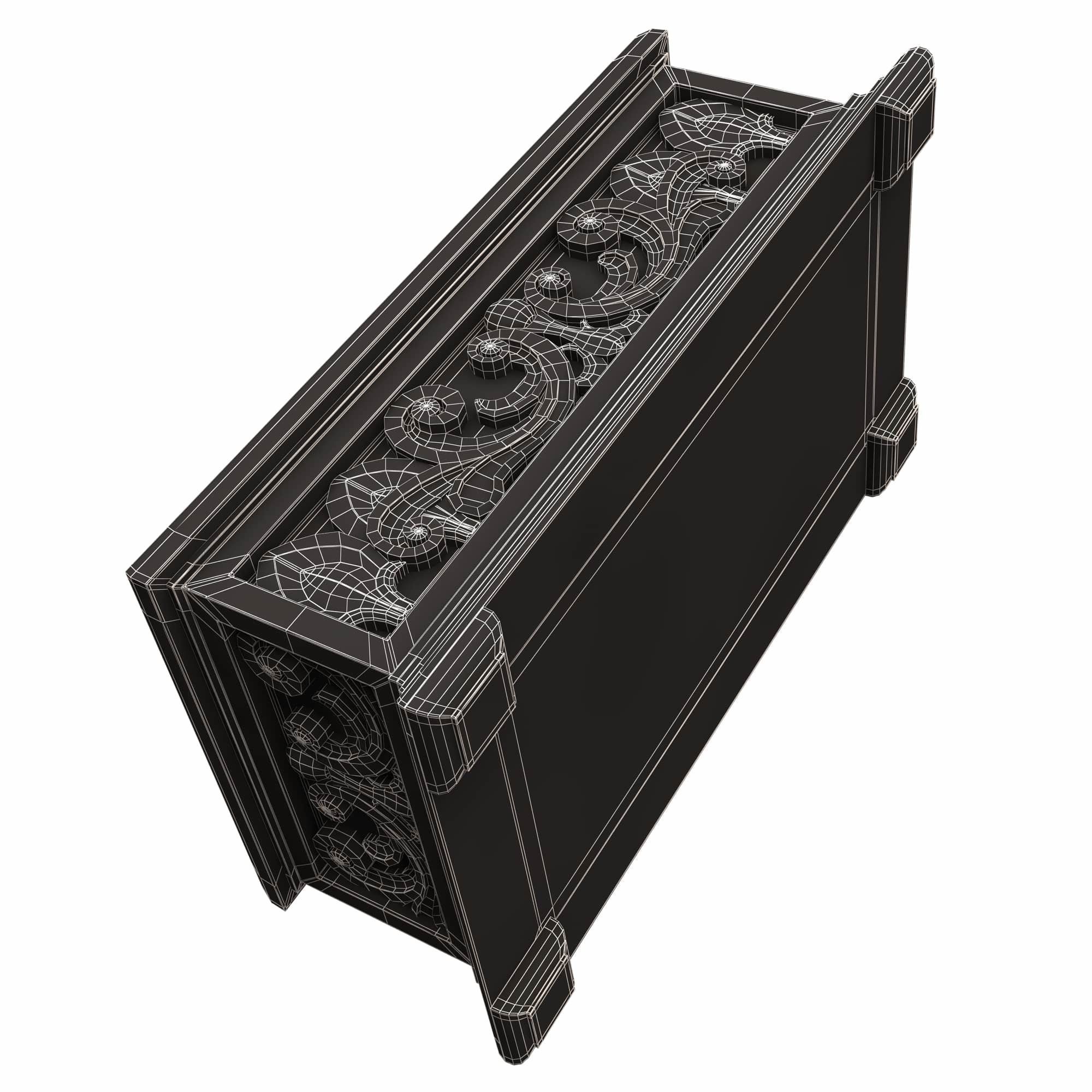 Casket Carved 04 White Low-poly 3D model_11