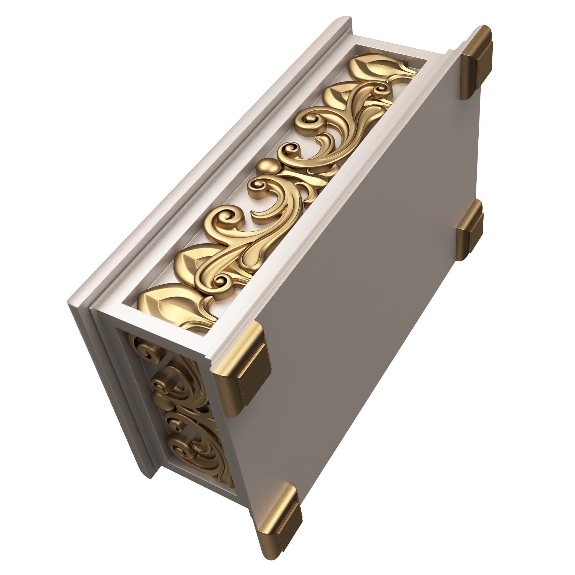 Casket Carved 04 White Low-poly 3D model_4
