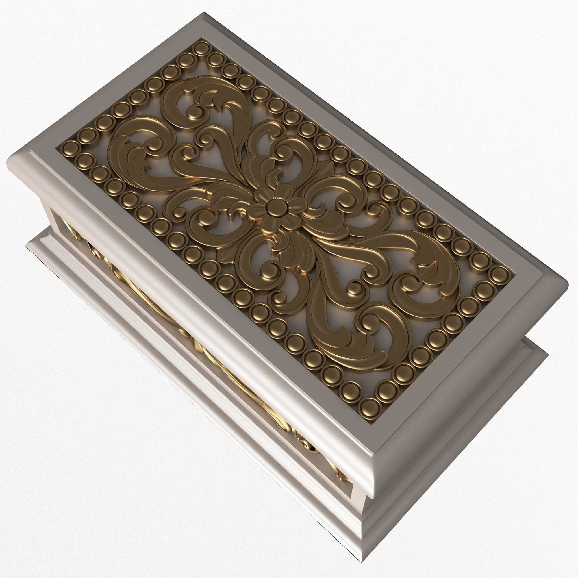 Casket Carved 04 White Low-poly 3D model_3
