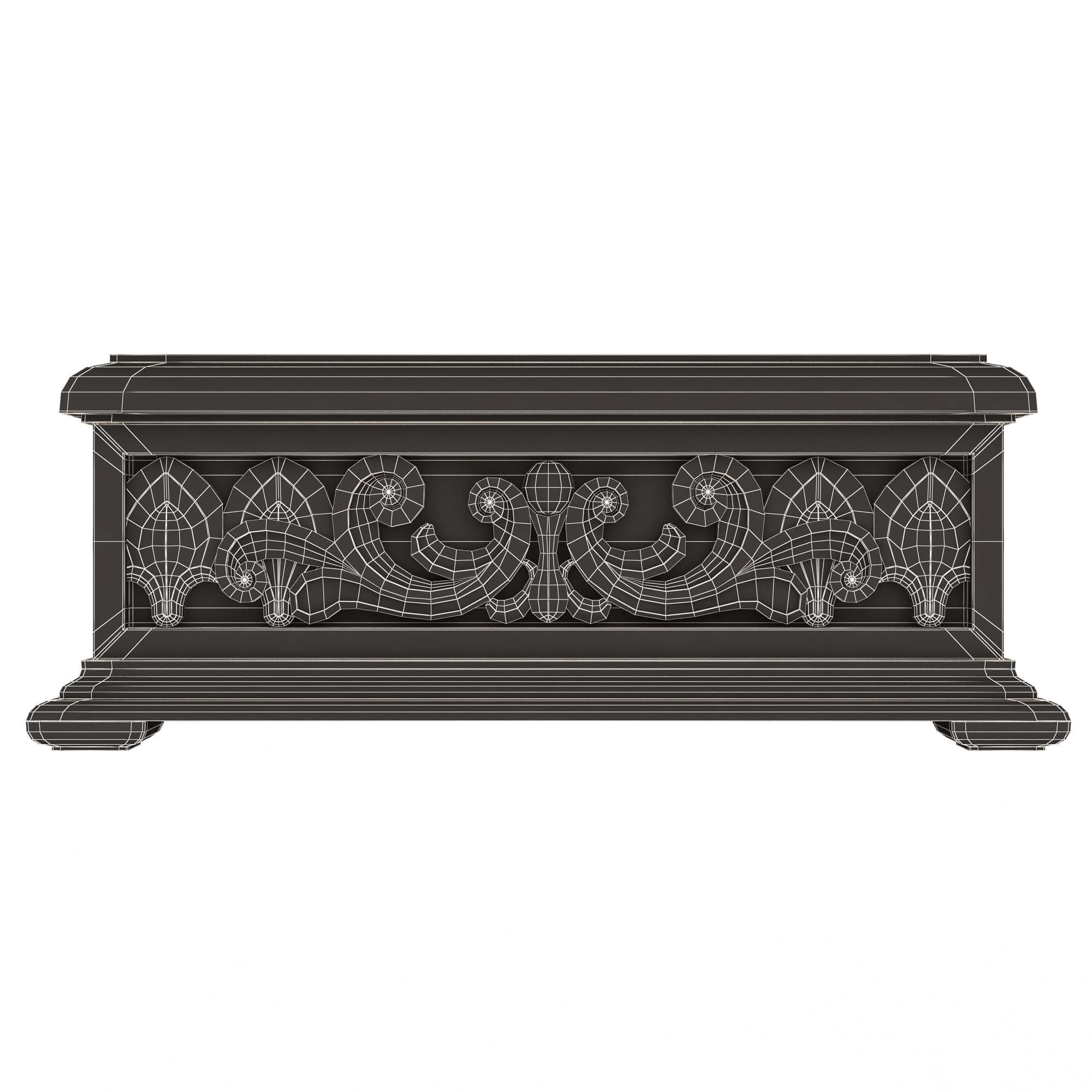 Casket Carved 04 White Low-poly 3D model_6
