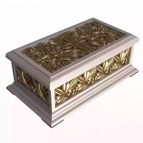 Casket Carved 05 White Low-poly 3D model