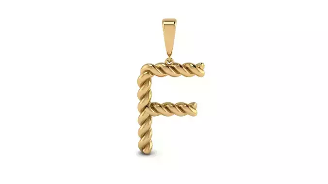 Twisted Cable Letter Pendant 20 mm Letter F