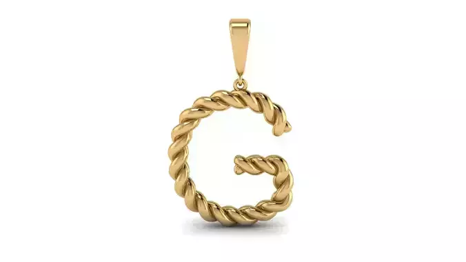 Twisted Cable Letter Pendant 20 mm Letter G