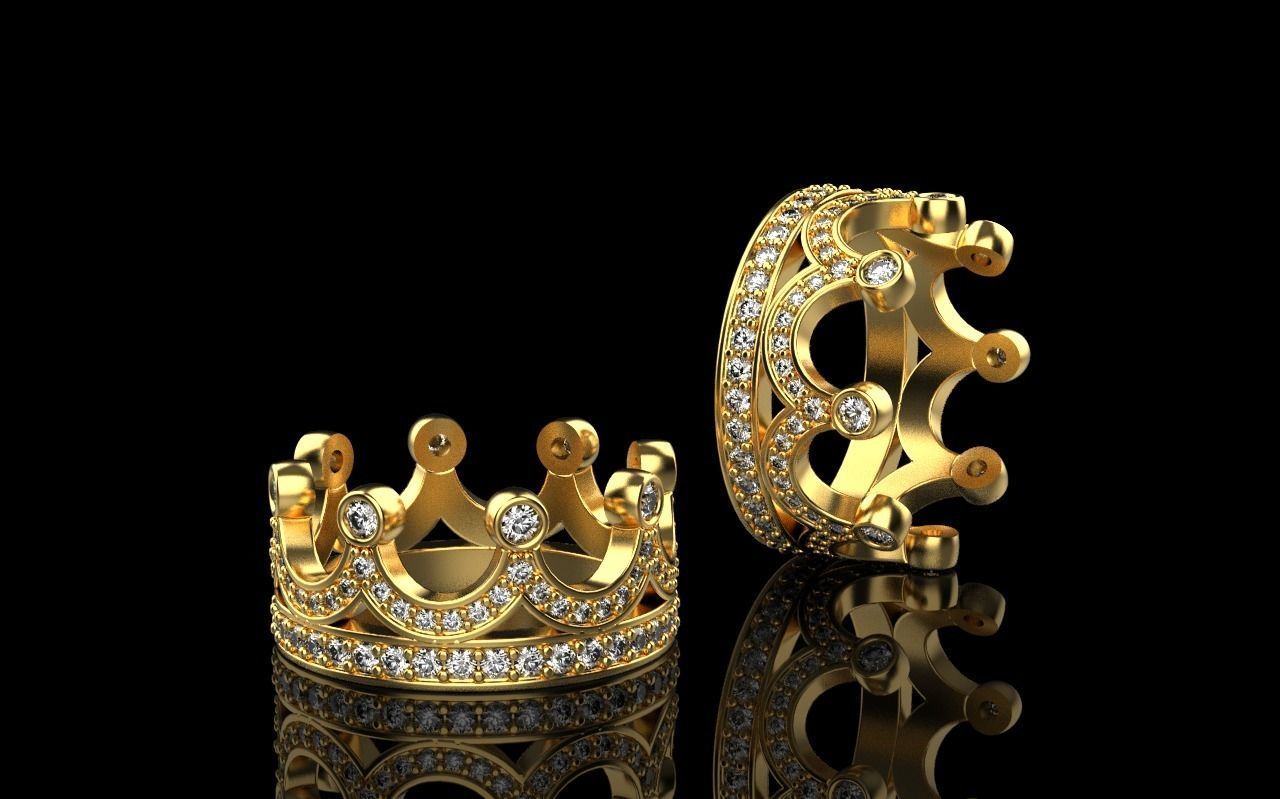 Crown ring 20mm 3D print model_2