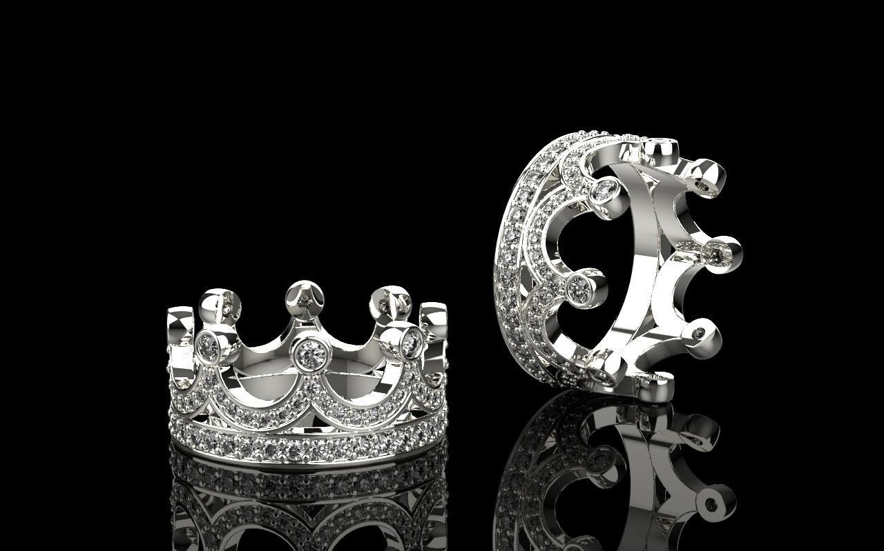 Crown ring 20mm 3D print model_5