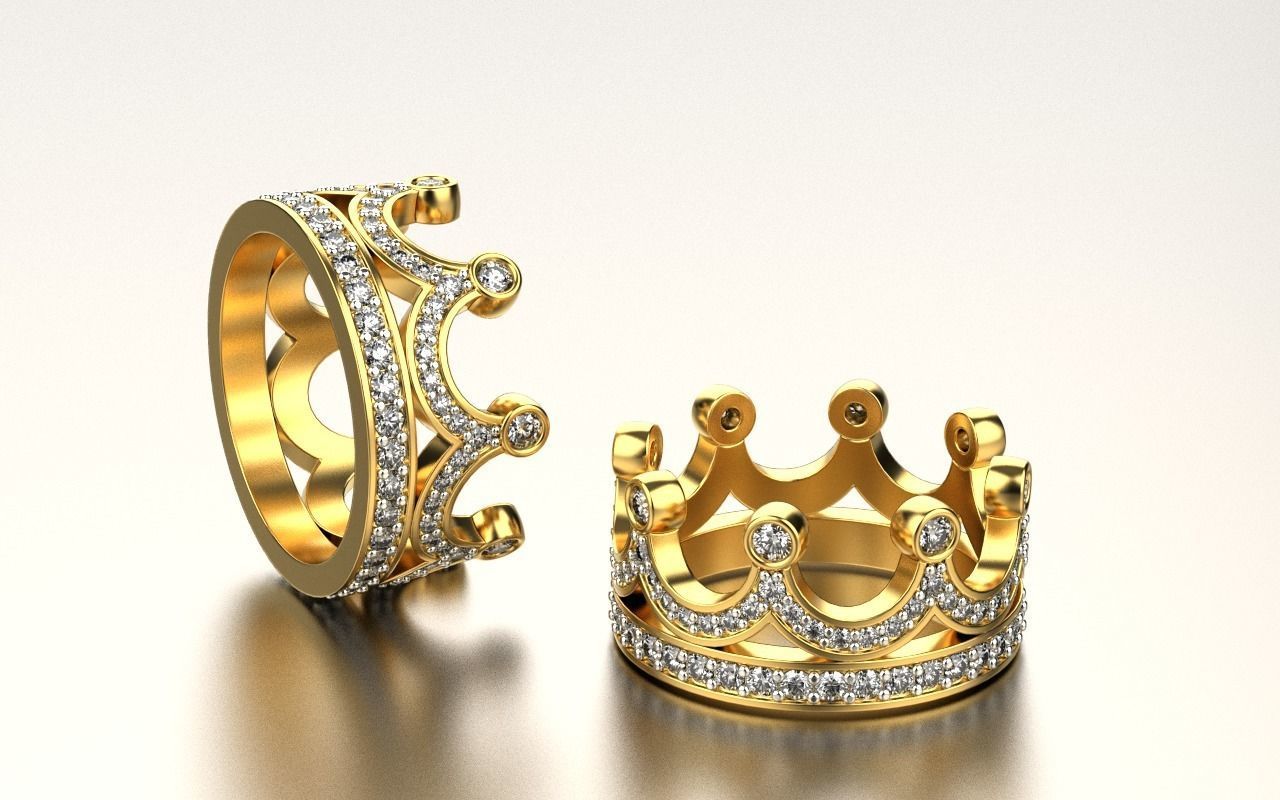 Crown ring 20mm 3D print model_1