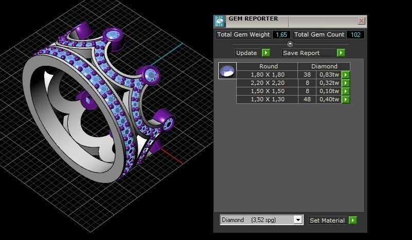 Crown ring 20mm 3D print model_11