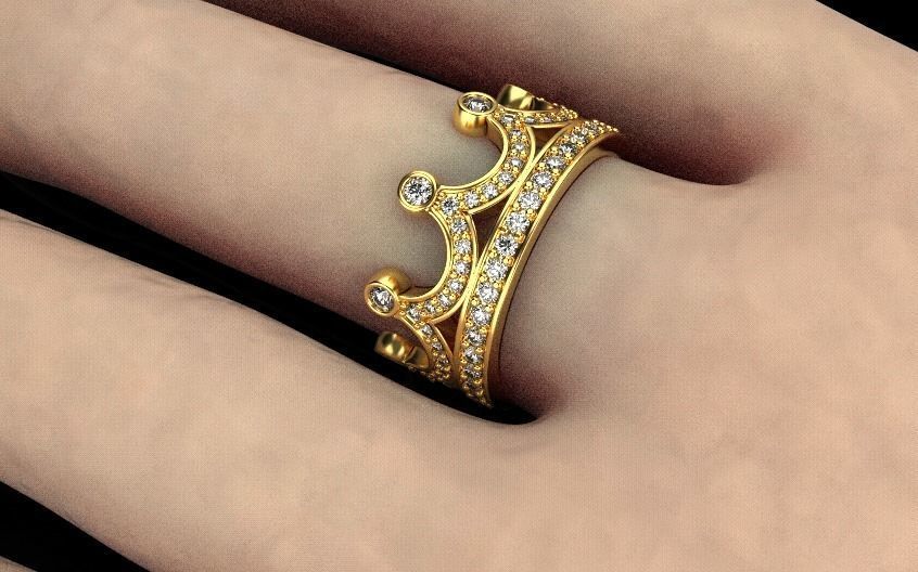 Crown ring 20mm 3D print model_7