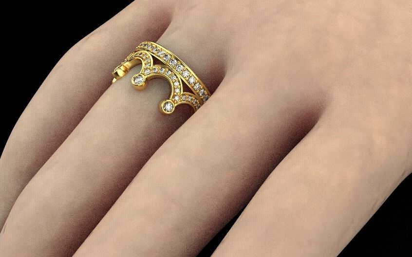 Crown ring 20mm 3D print model_6