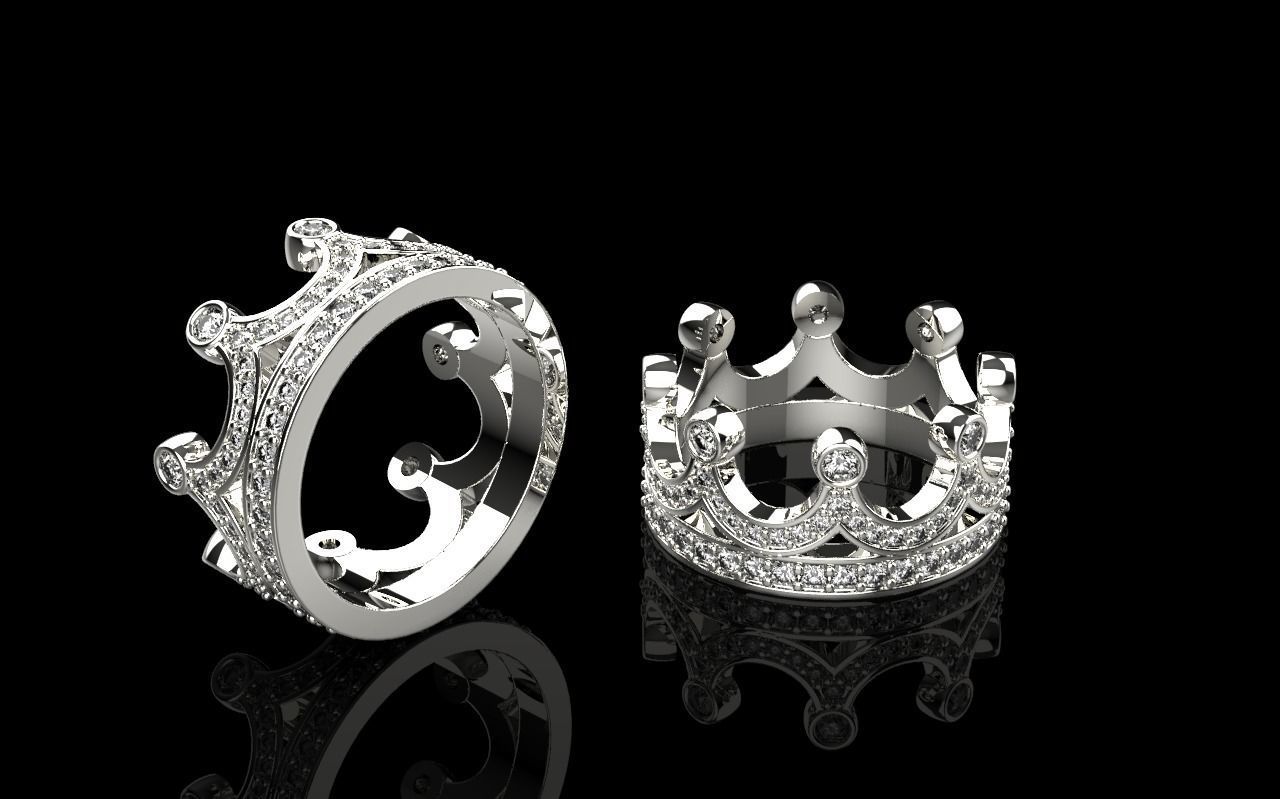 Crown ring 20mm 3D print model_4
