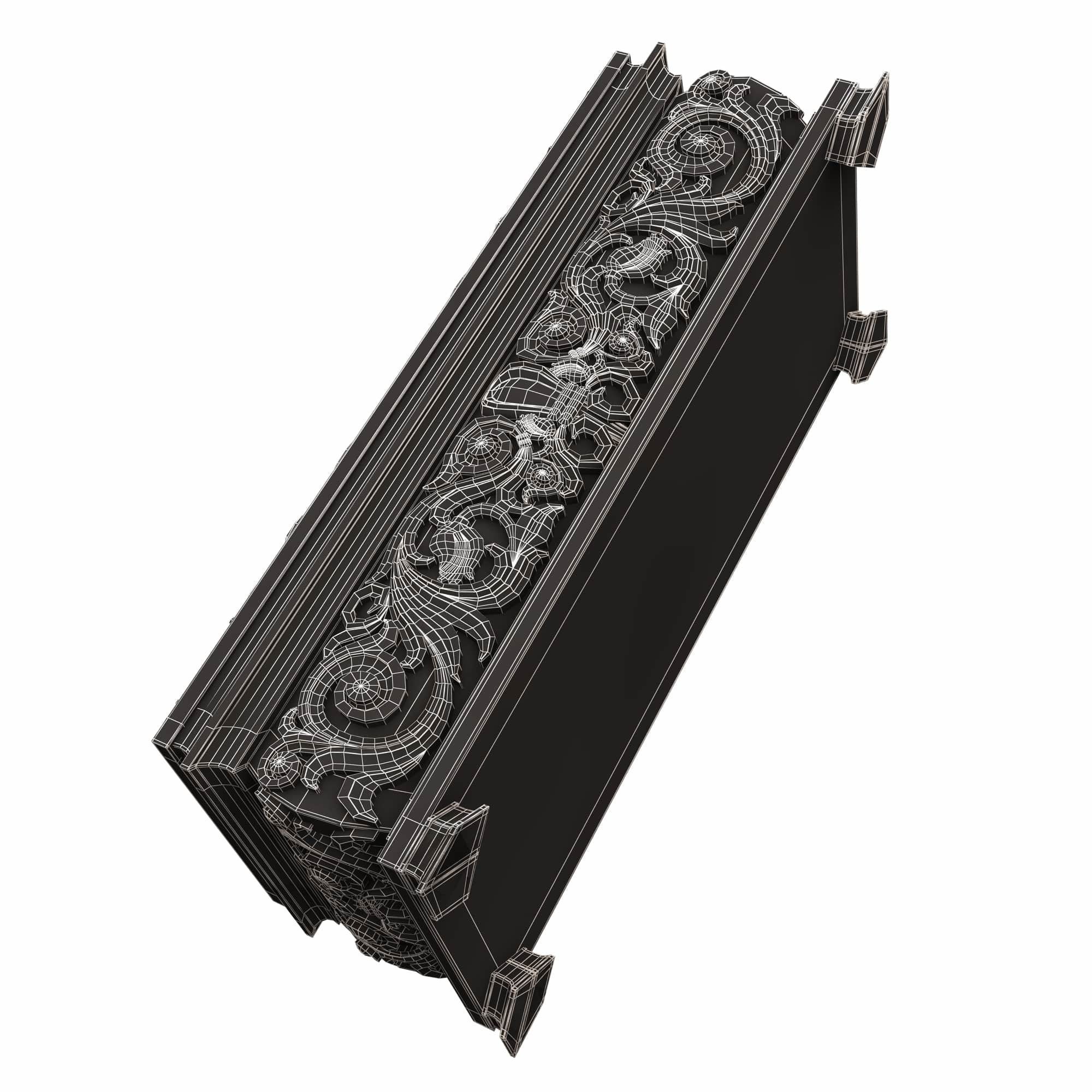 Casket Carved 07 White Low-poly 3D model_11