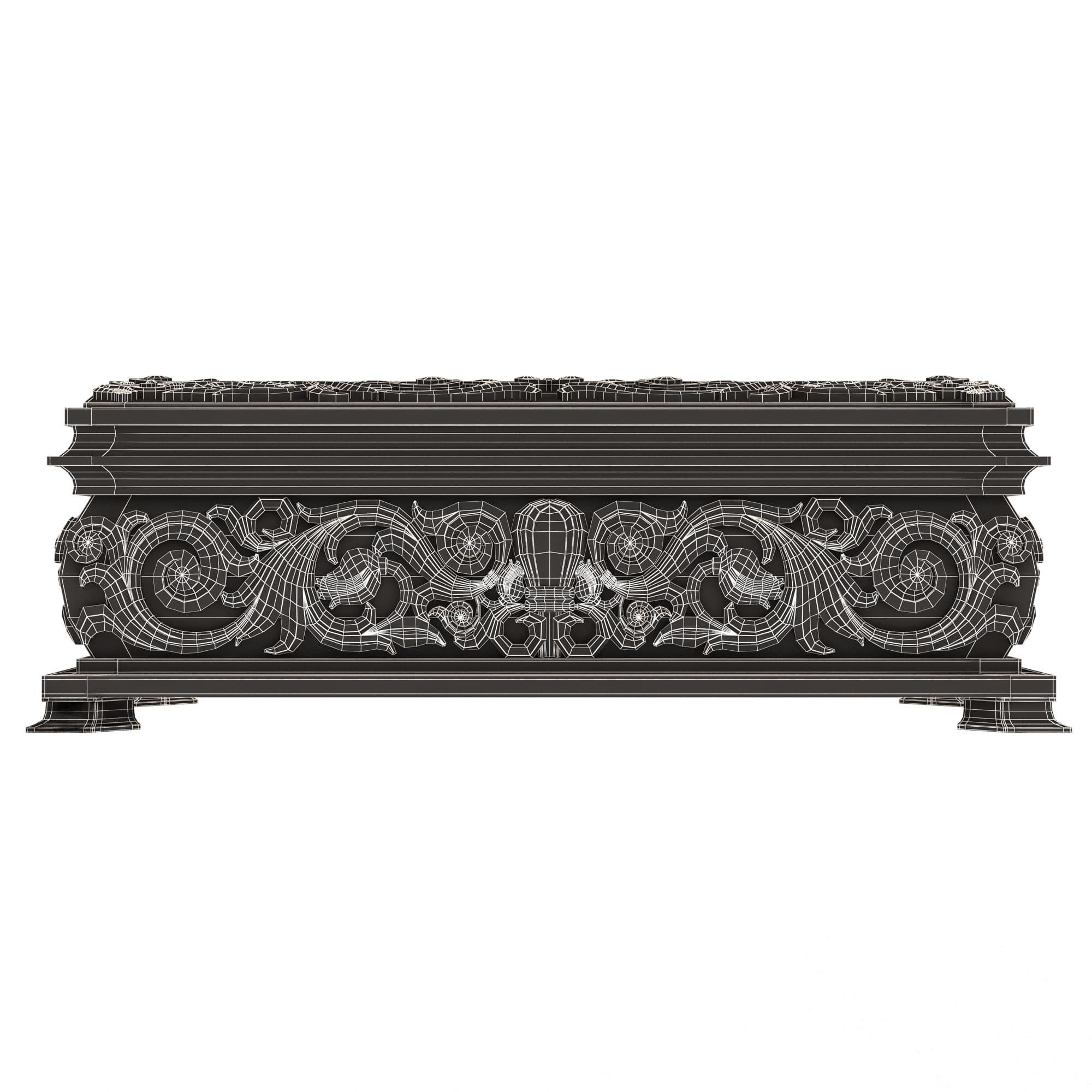 Casket Carved 07 White Low-poly 3D model_6