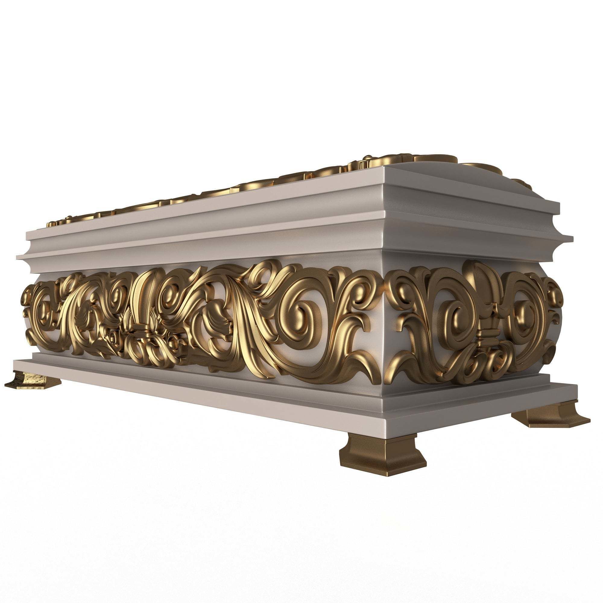 Casket Carved 07 White Low-poly 3D model_1