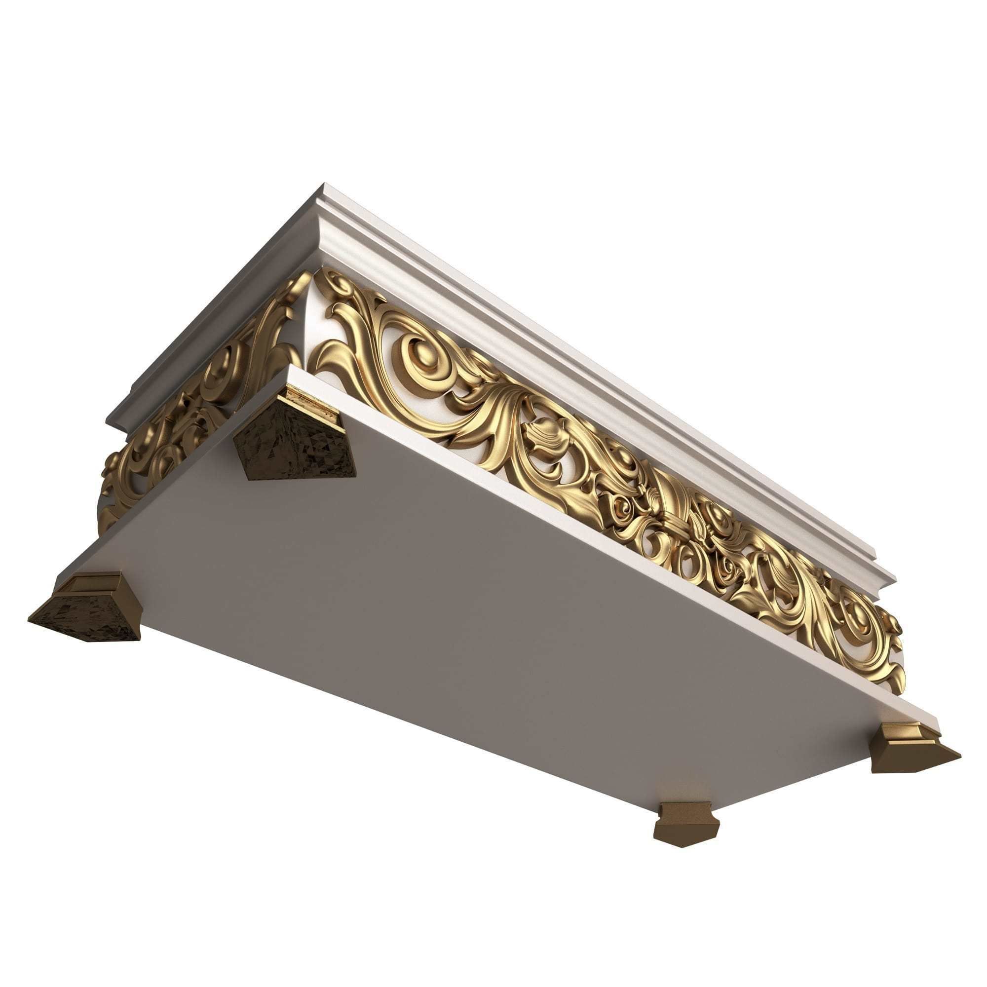 Casket Carved 07 White Low-poly 3D model_2