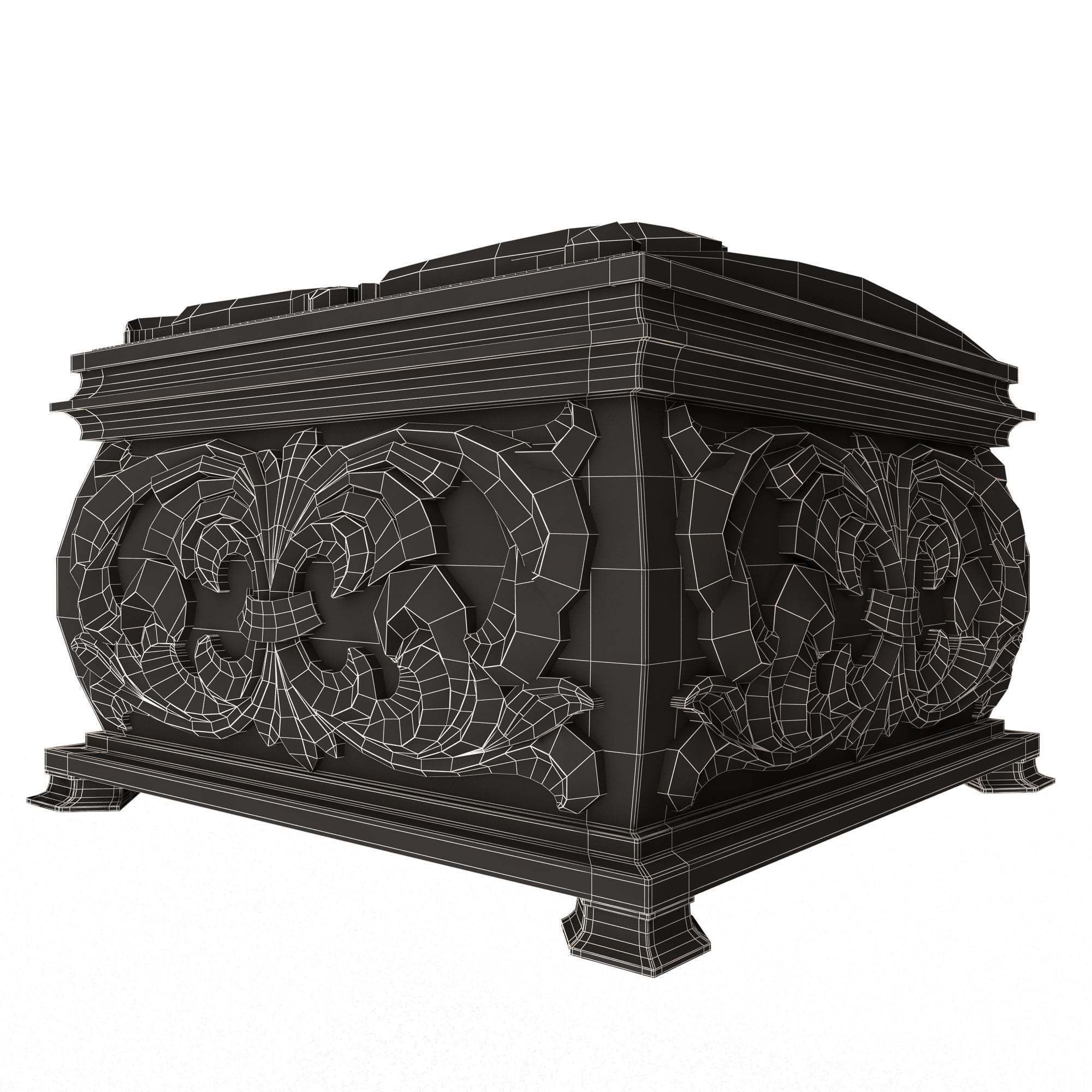 Casket Carved 08 White Low-poly 3D model_11