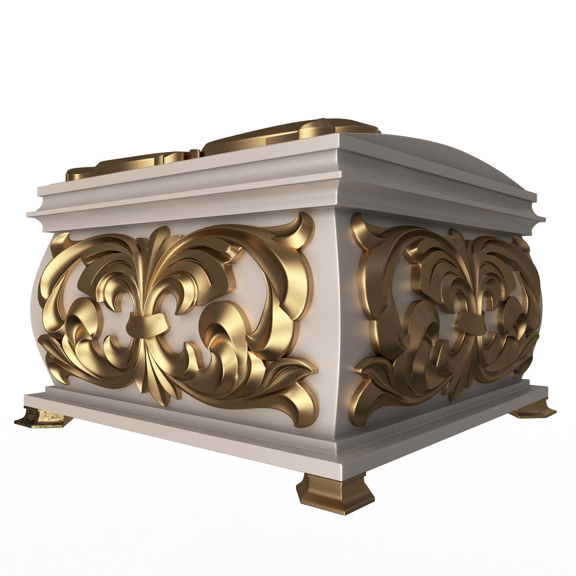 Casket Carved 08 White Low-poly 3D model_1