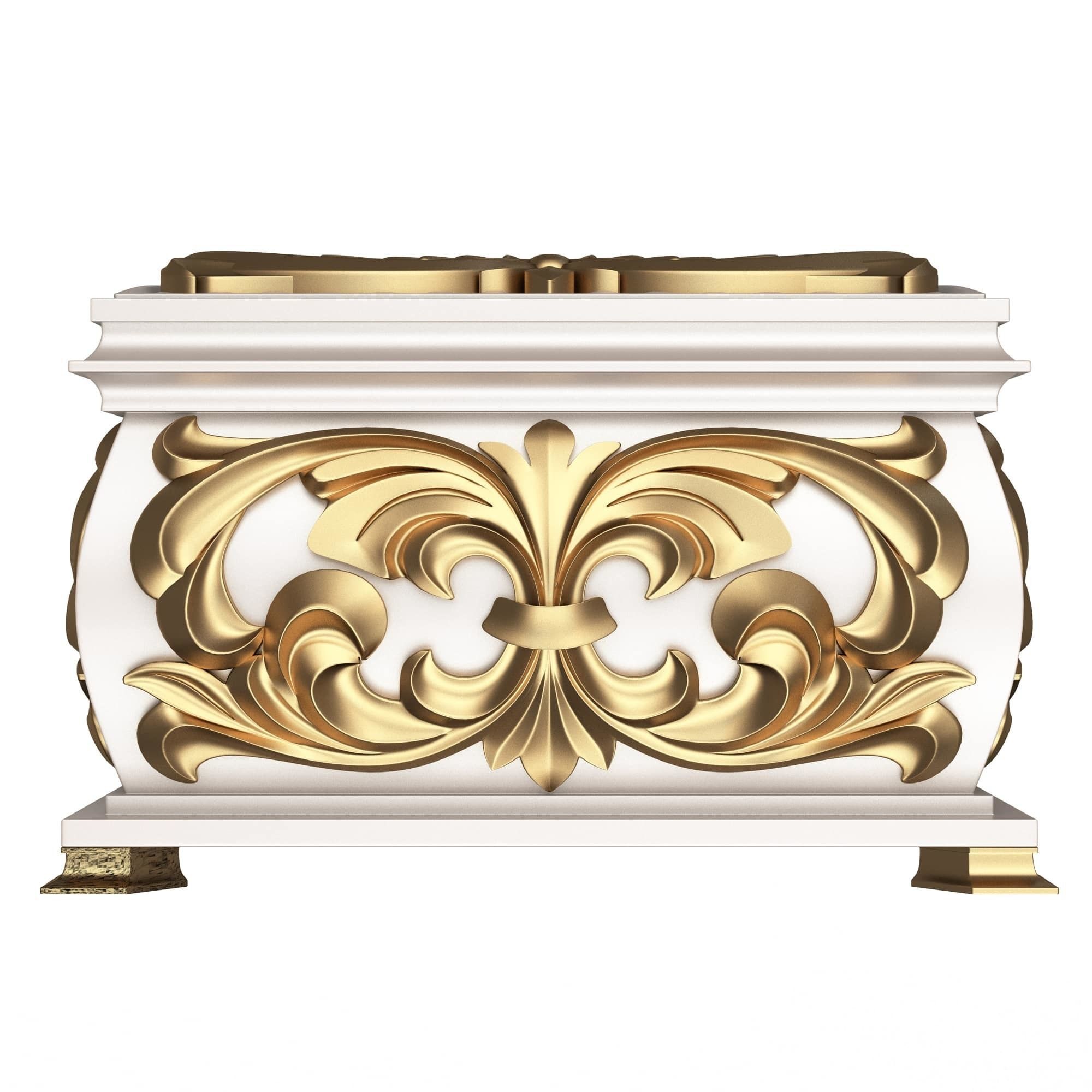 Casket Carved 08 White Low-poly 3D model_5