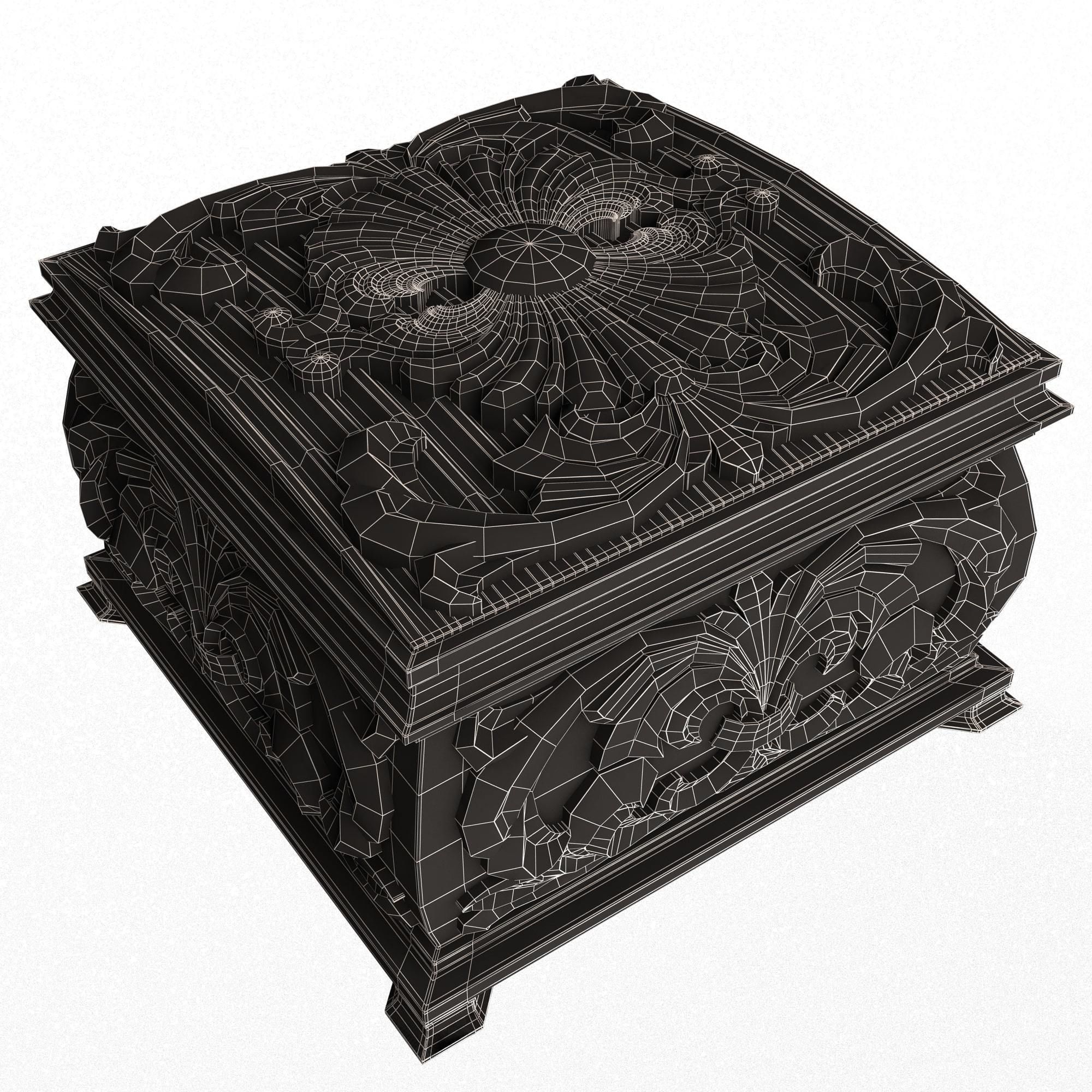 Casket Carved 08 White Low-poly 3D model_10