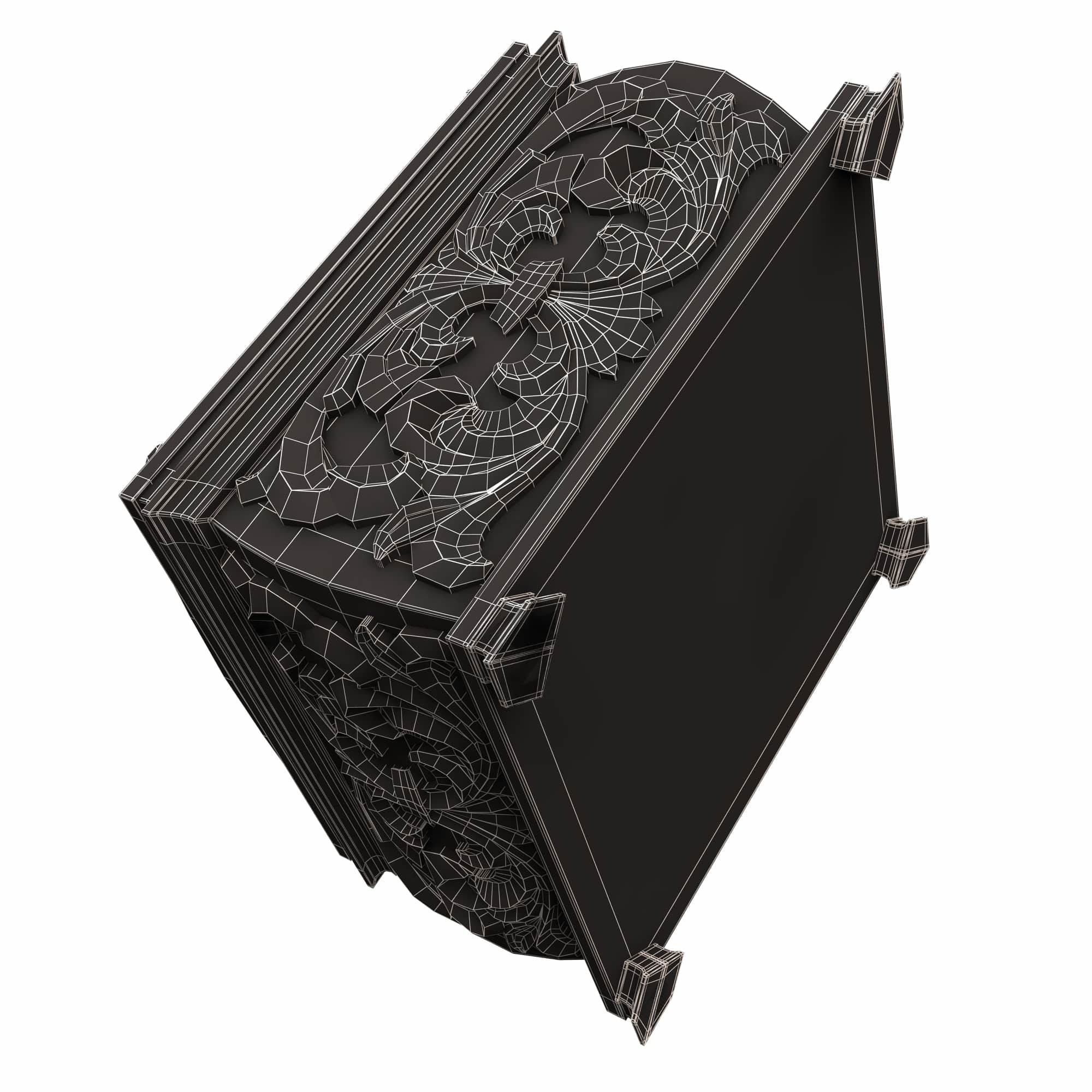 Casket Carved 08 White Low-poly 3D model_8