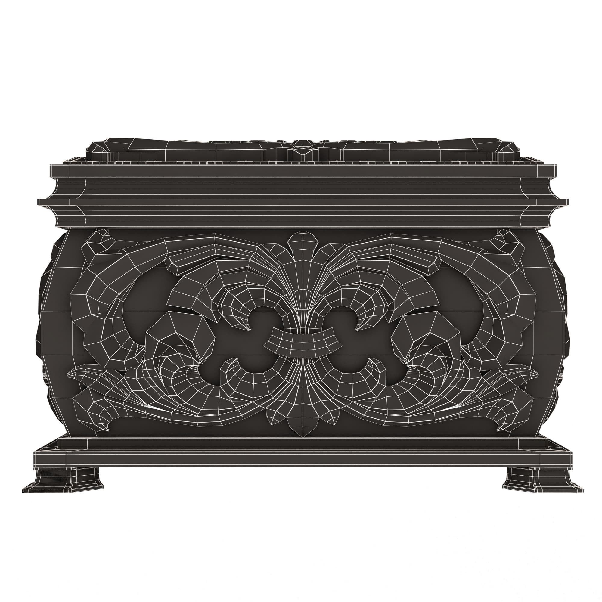 Casket Carved 08 White Low-poly 3D model_9