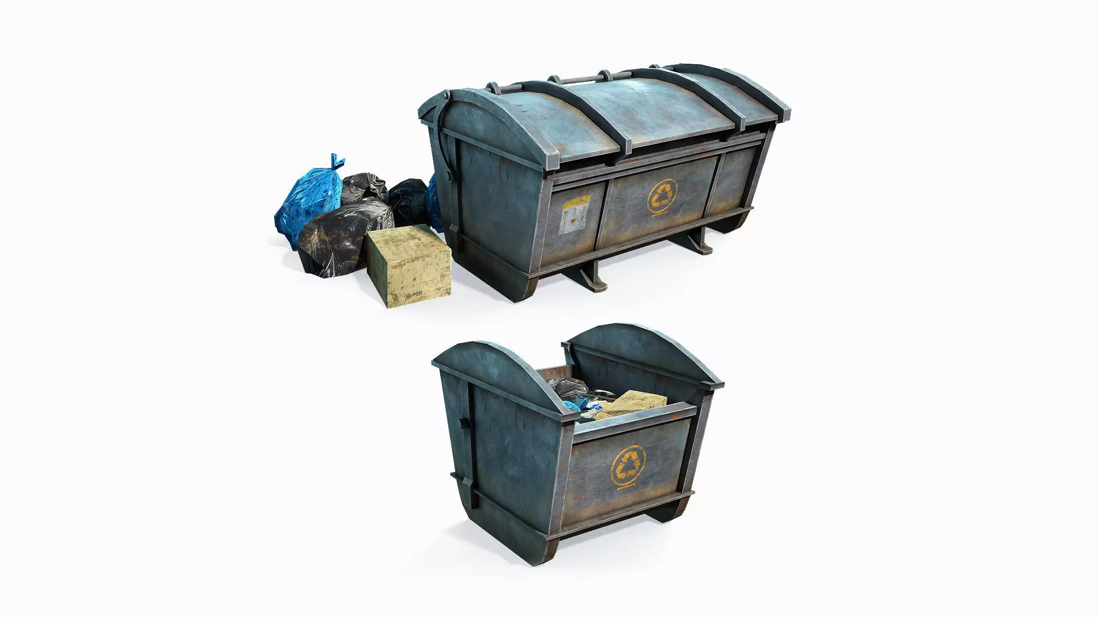 Garbage Containers Game Low-Poly Low-poly 3D model