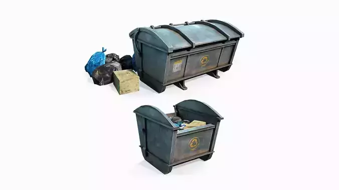 Garbage Containers Game Low-Poly