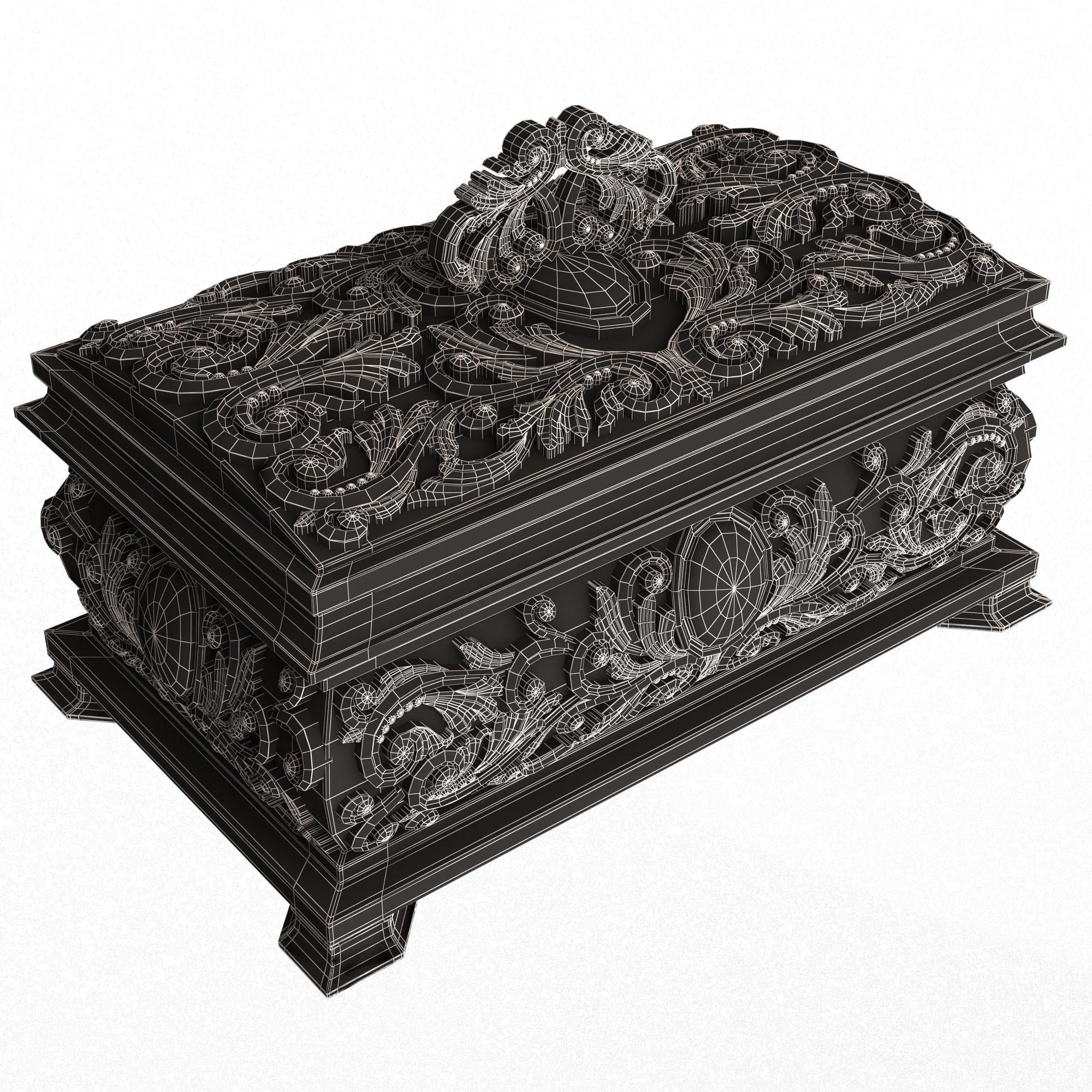 Casket Carved 09 White Low-poly 3D model_7
