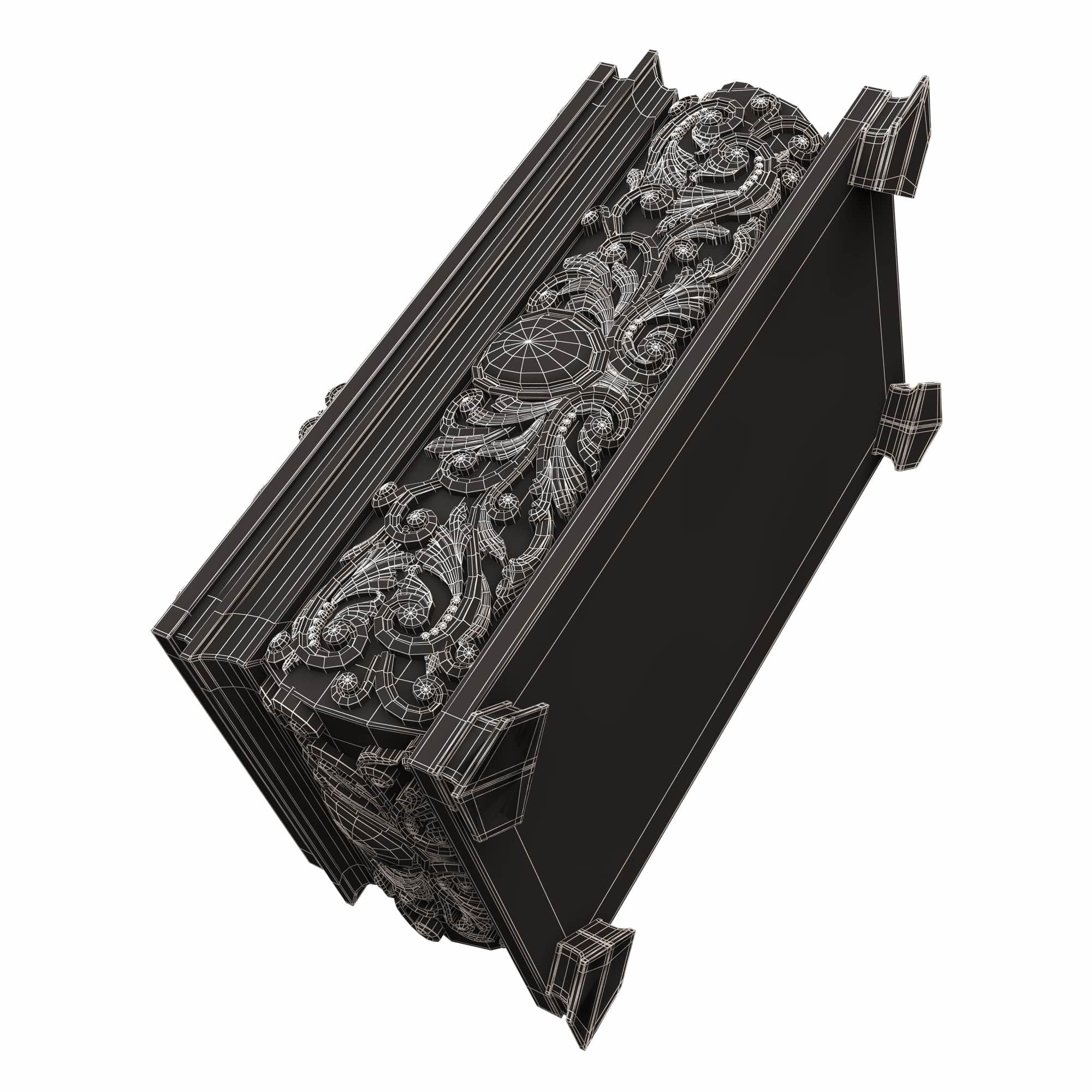 Casket Carved 09 White Low-poly 3D model_11