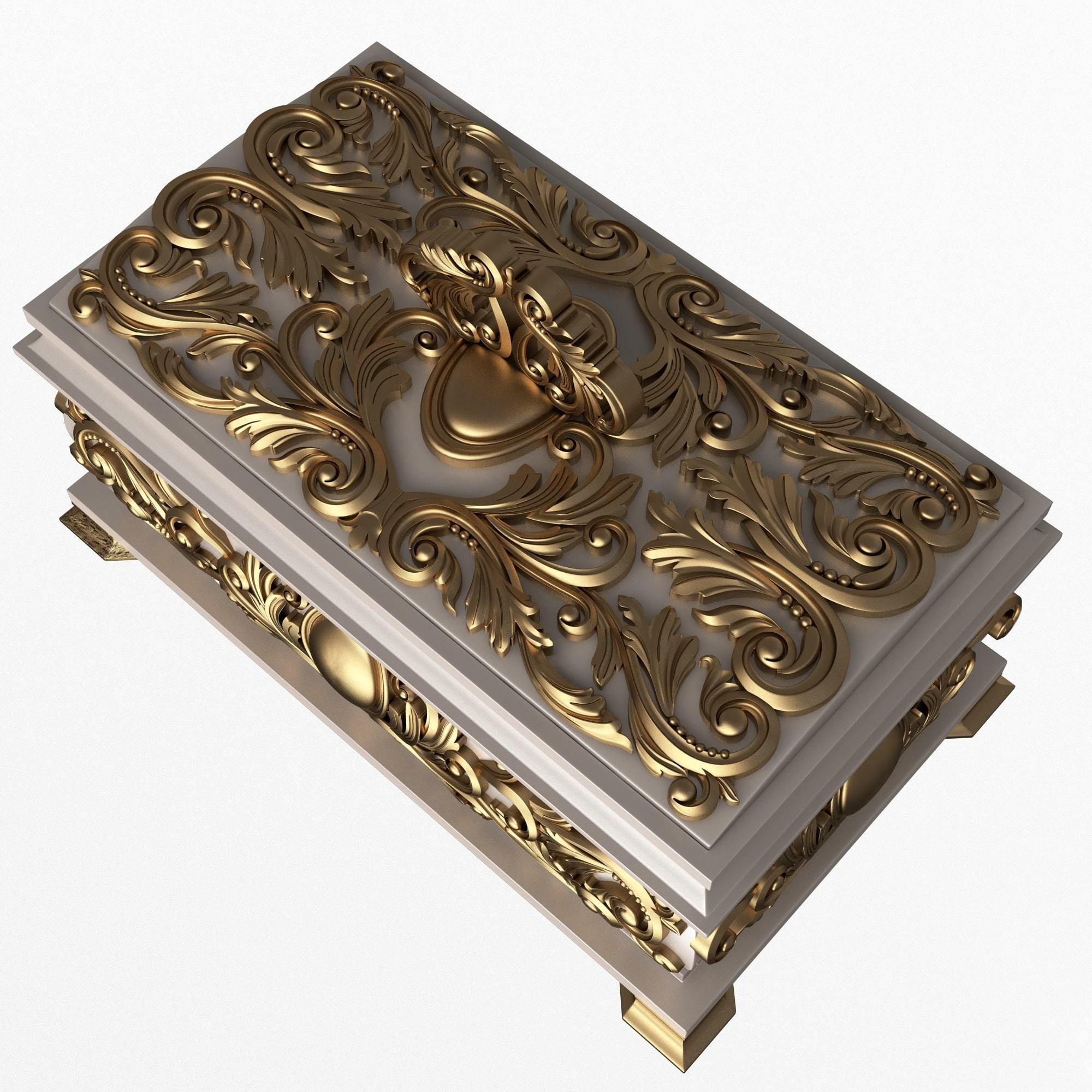 Casket Carved 09 White Low-poly 3D model_3