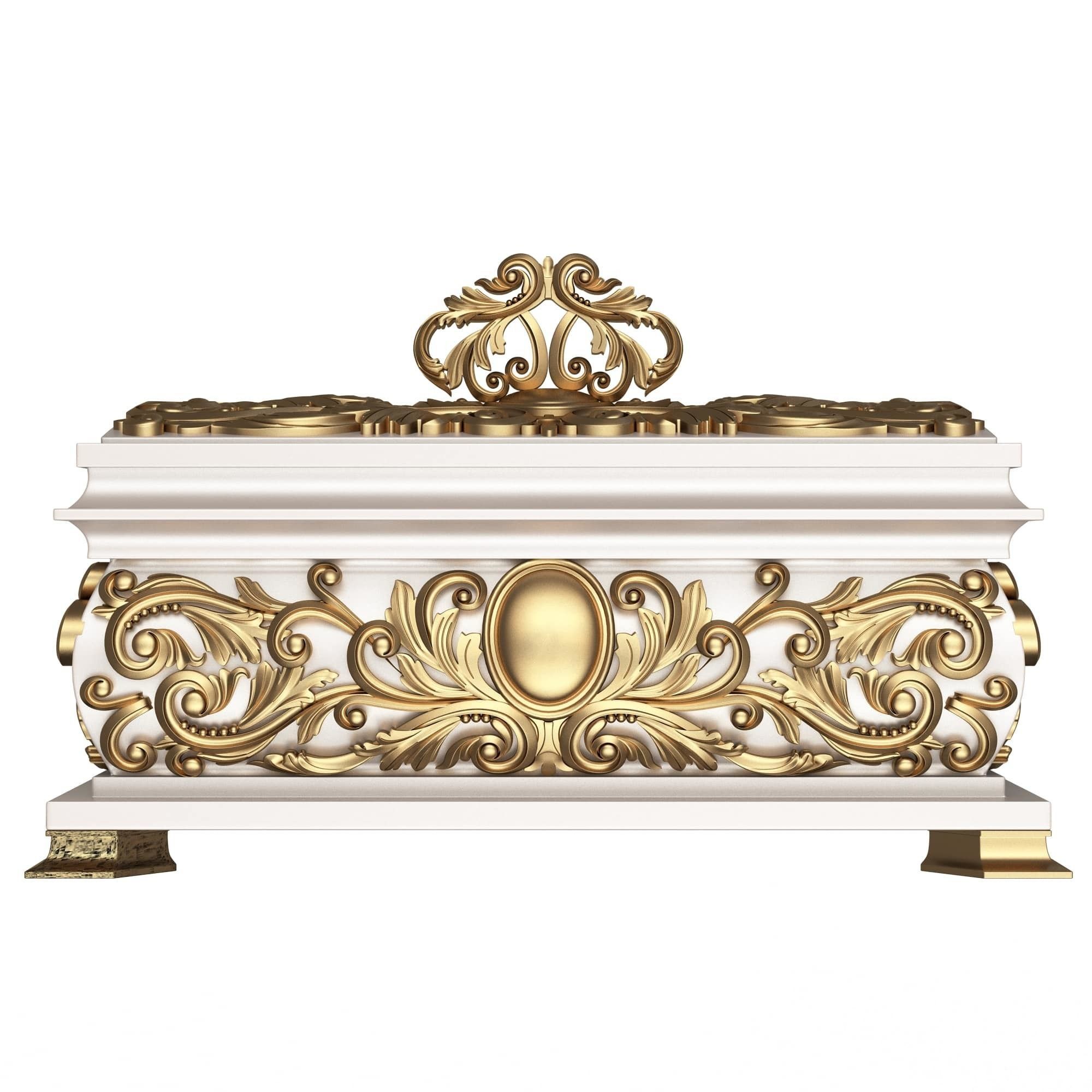 Casket Carved 09 White Low-poly 3D model_5