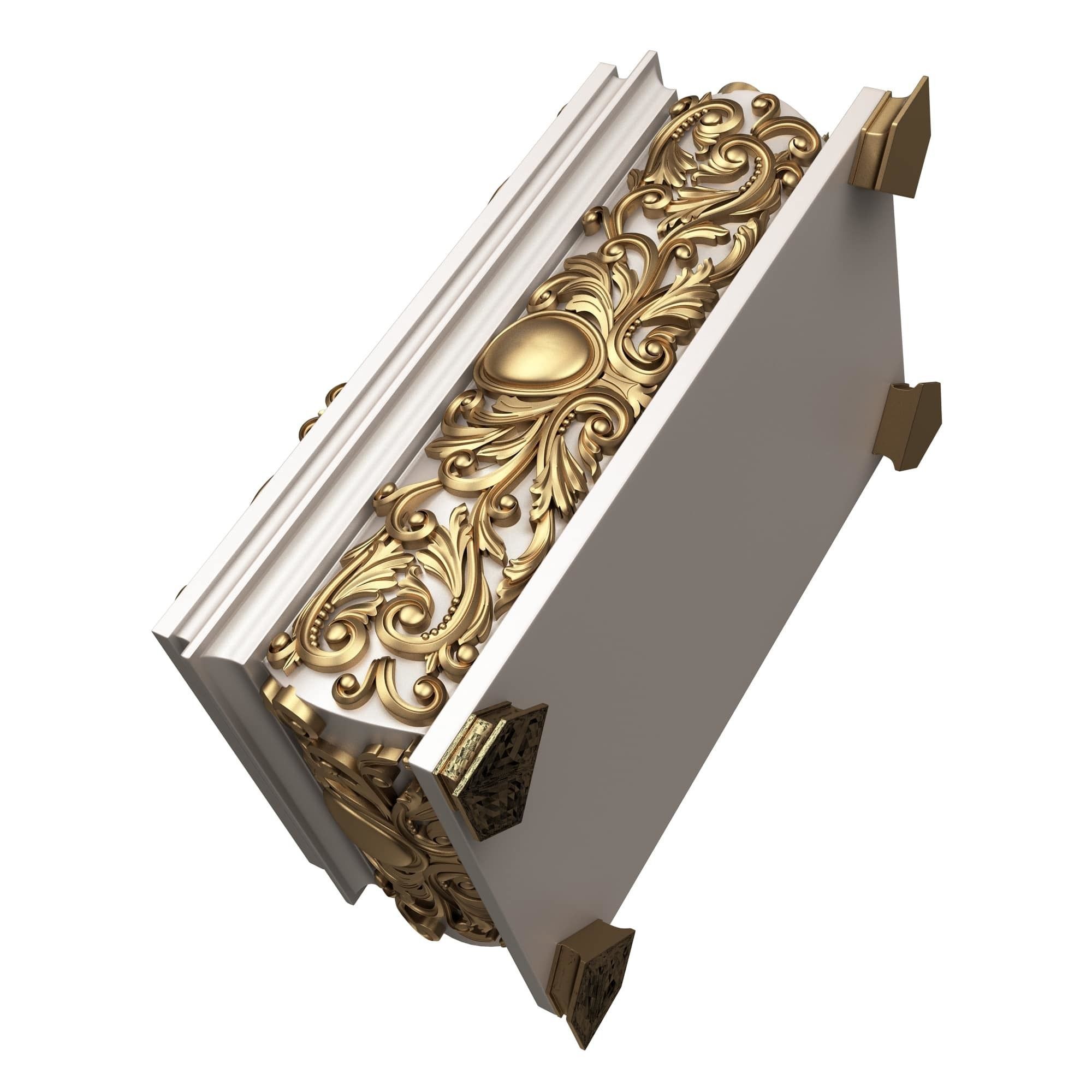 Casket Carved 09 White Low-poly 3D model_4